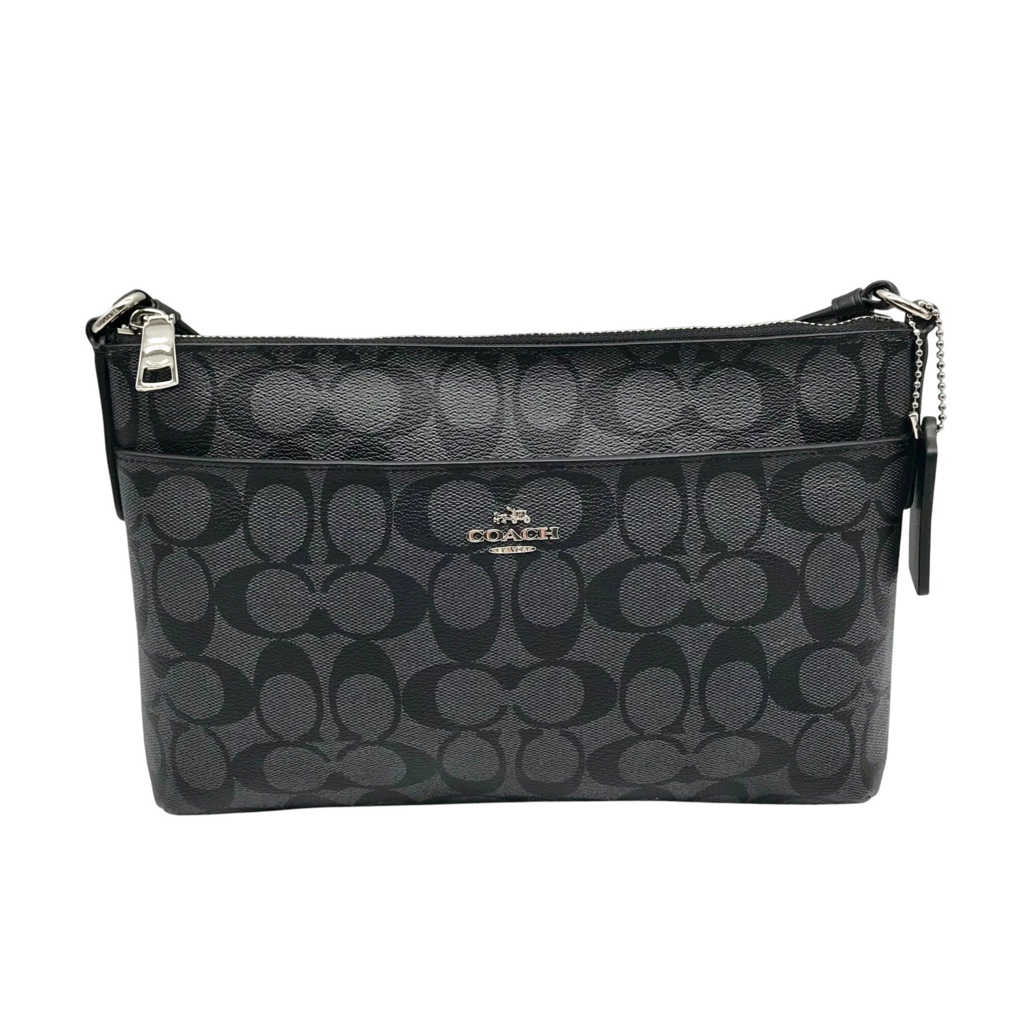Coach Black And Gray Monogram Signature Canvas File Crossbody Bag F58316
