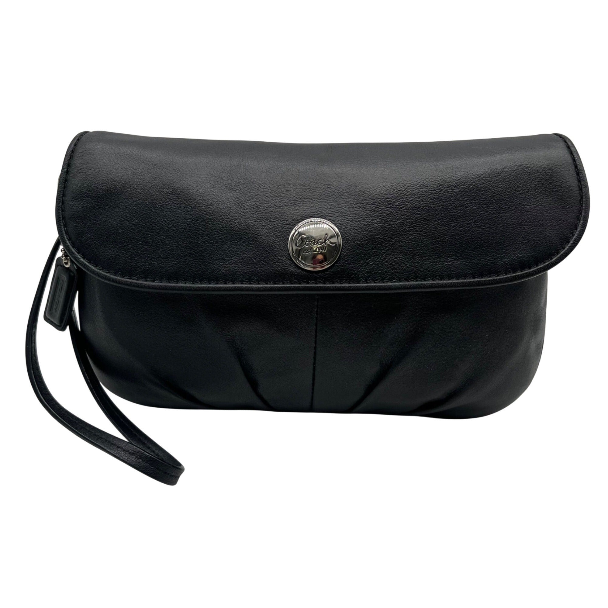Coach Black Bleecker Smooth Leather Wristlet
