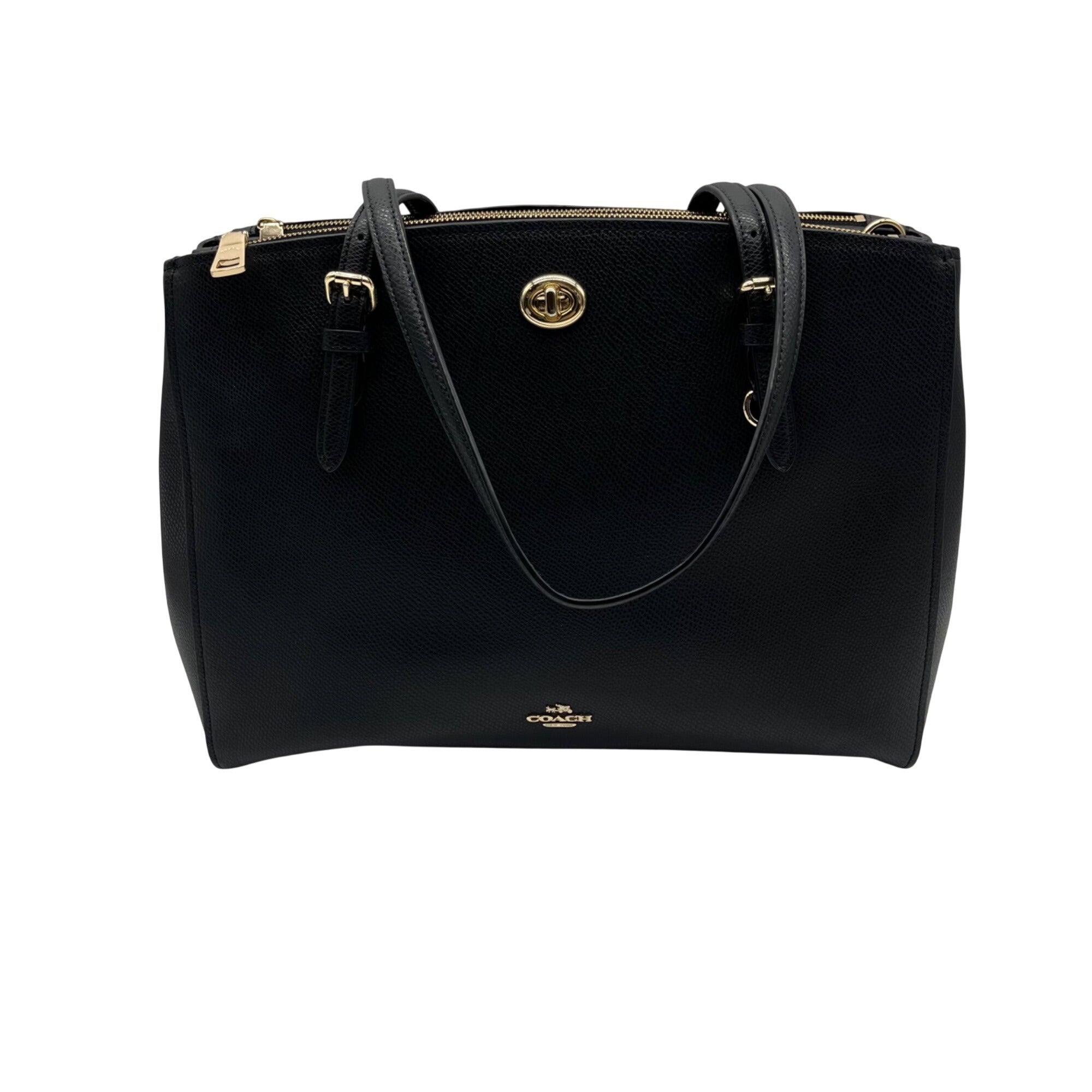 Coach Black Crossgrain Leather Carryall Shoulder Bag