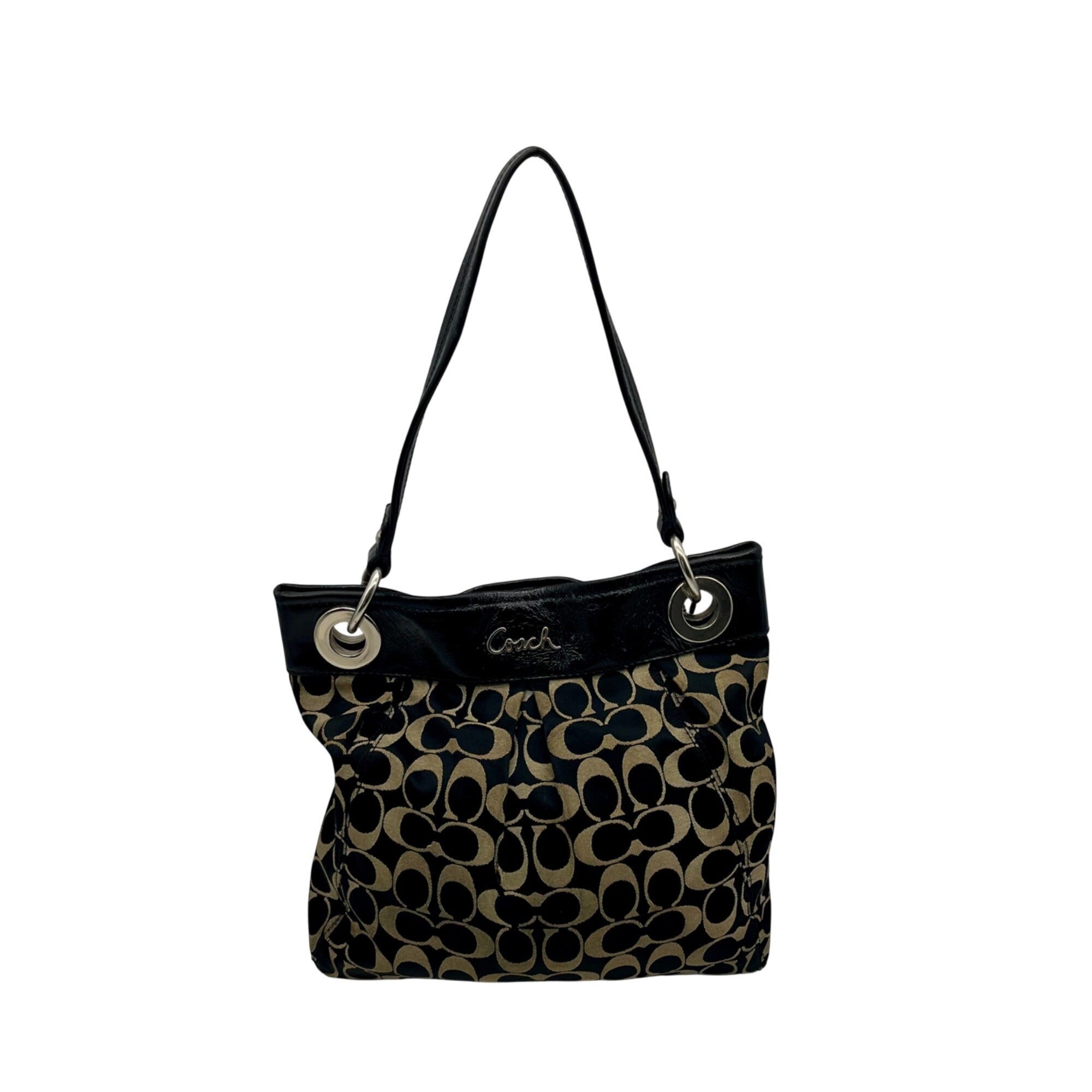 Coach Black &amp; Grey Signature Logo Shoulder Bag