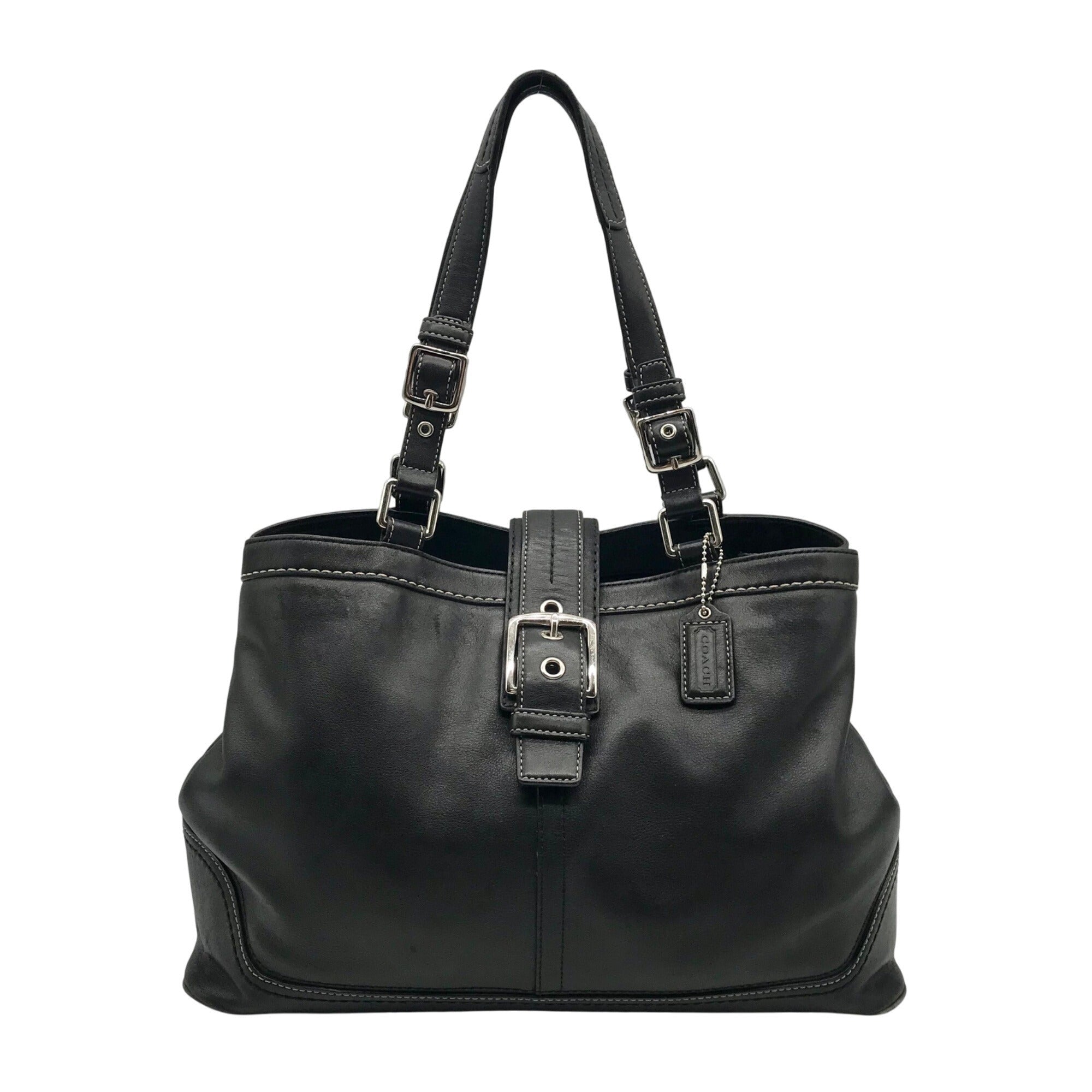 Coach Black Leather Hampton Carryall Satchel Bag F12608