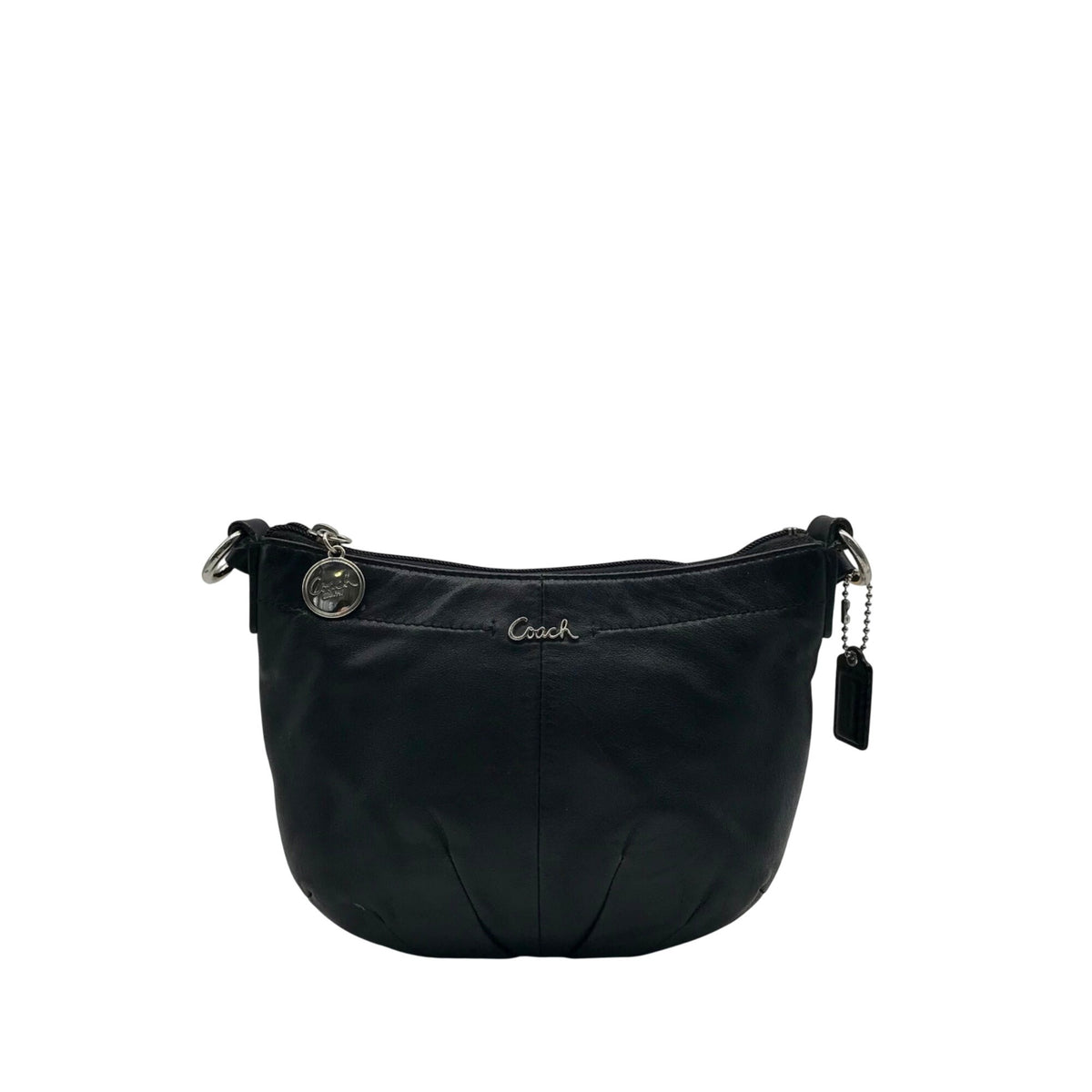 Coach Black Leather Pleated Shoulder Bag