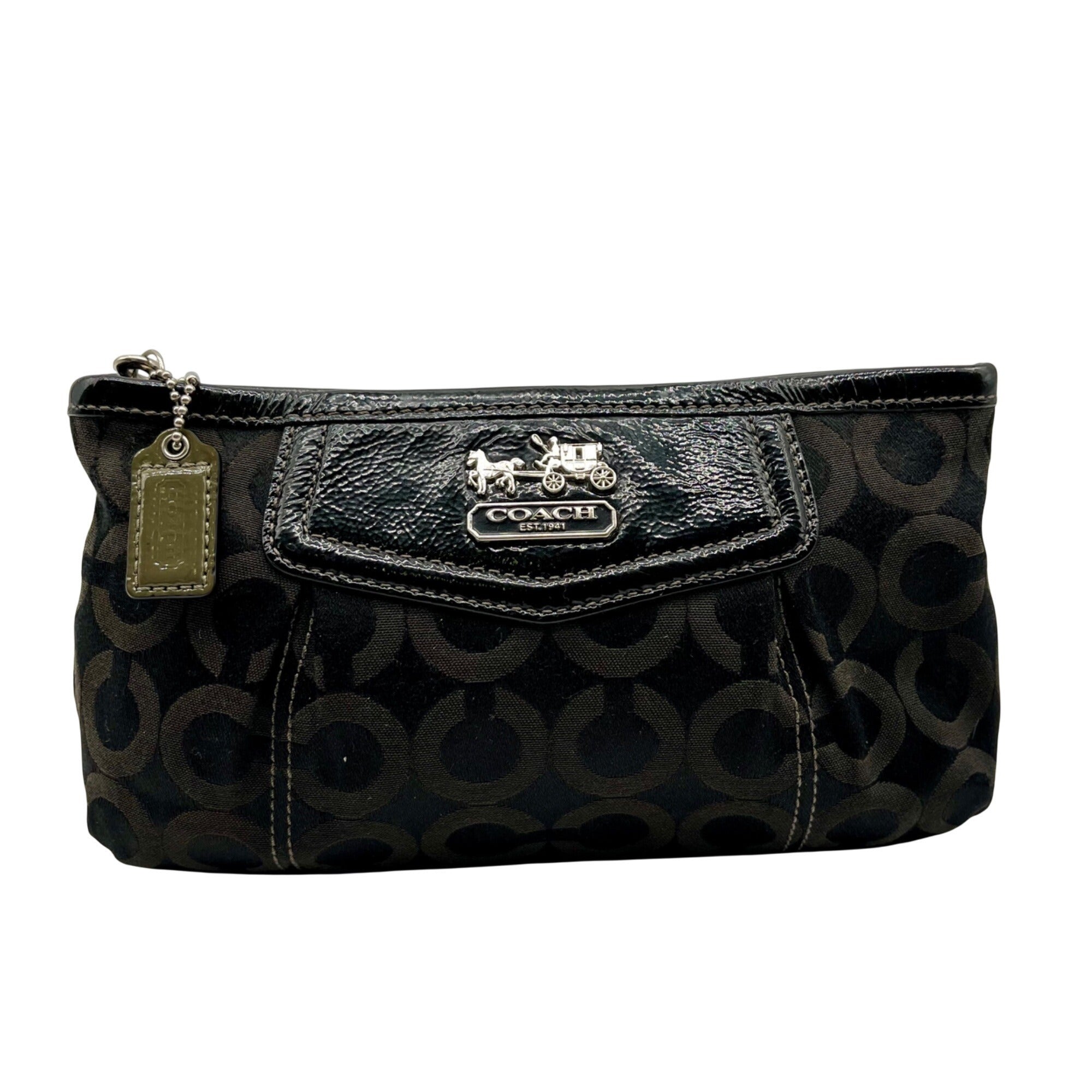 Coach Black Madison Signature Op Art Wristlet 
