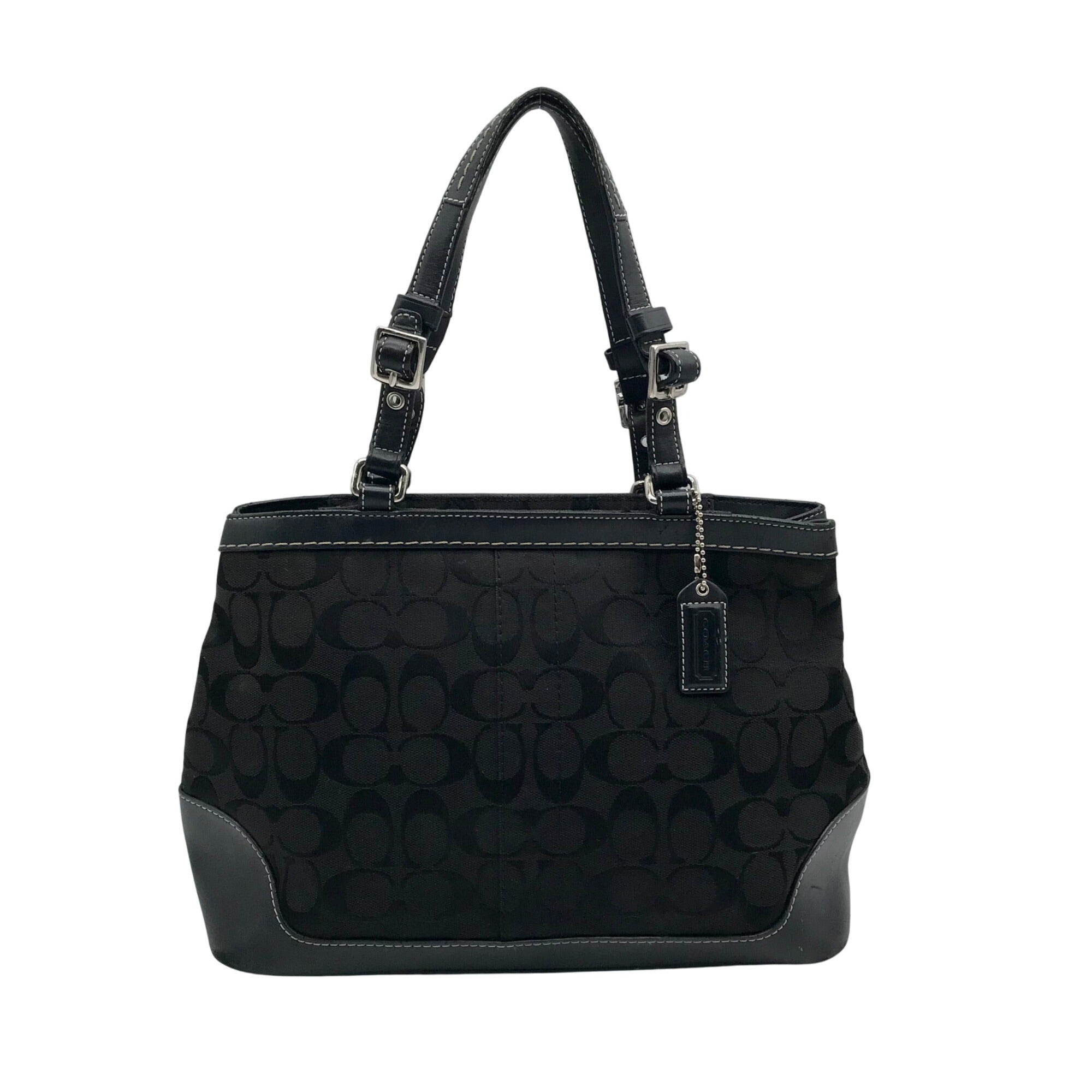 Coach Black Monogram Canvas Hampton Satchel Bag 6830