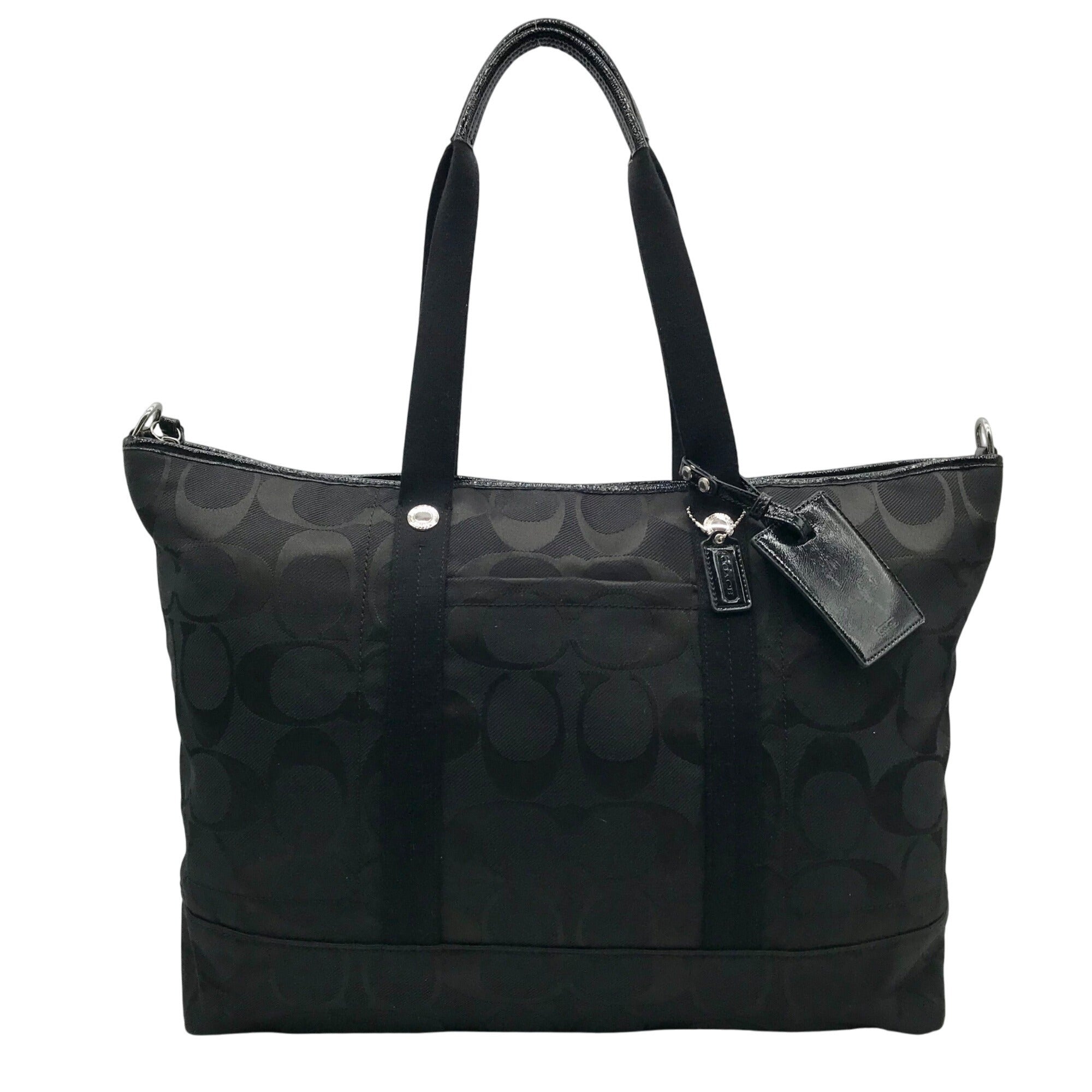 Coach Black Monogram Canvas Signature C Boston Bag F77284