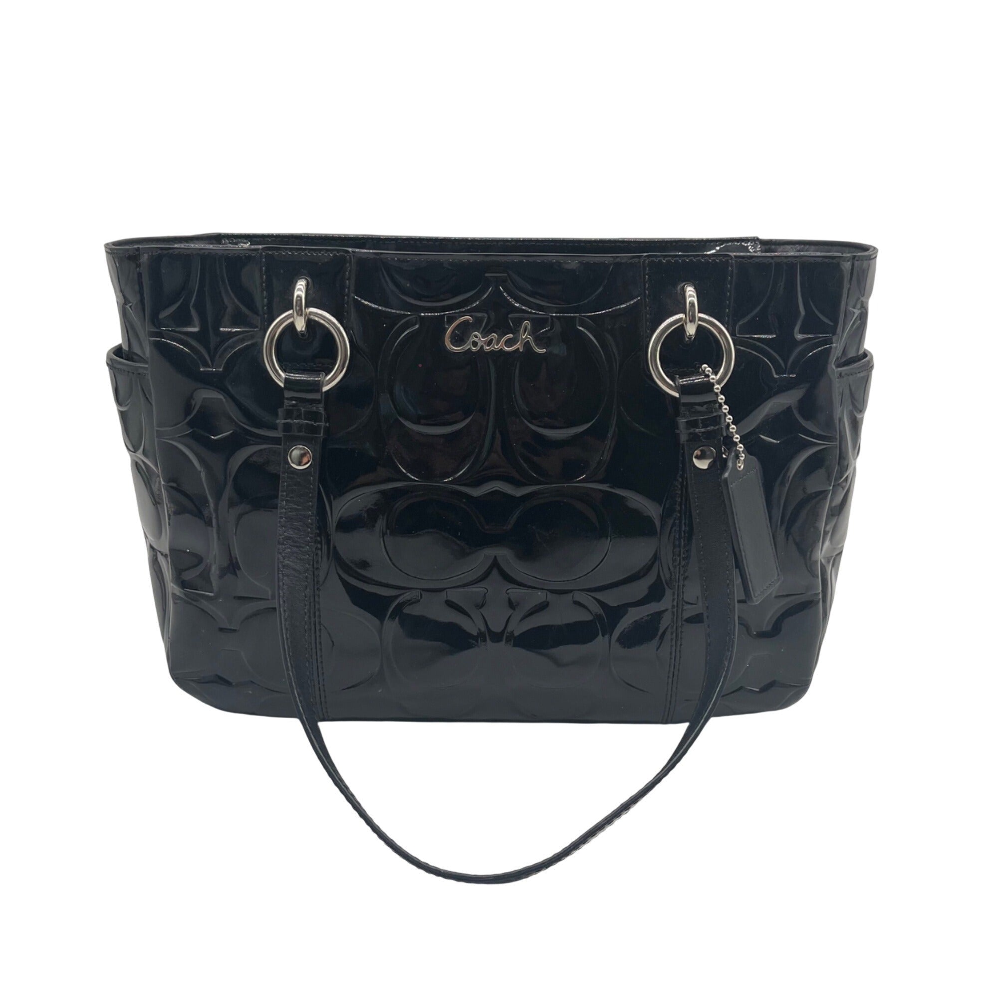 Coach Black Patent Leather Gallery Tote And Wallet-F17728