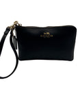 Coach Black Pebbled Leather Corner Zip Wristlet