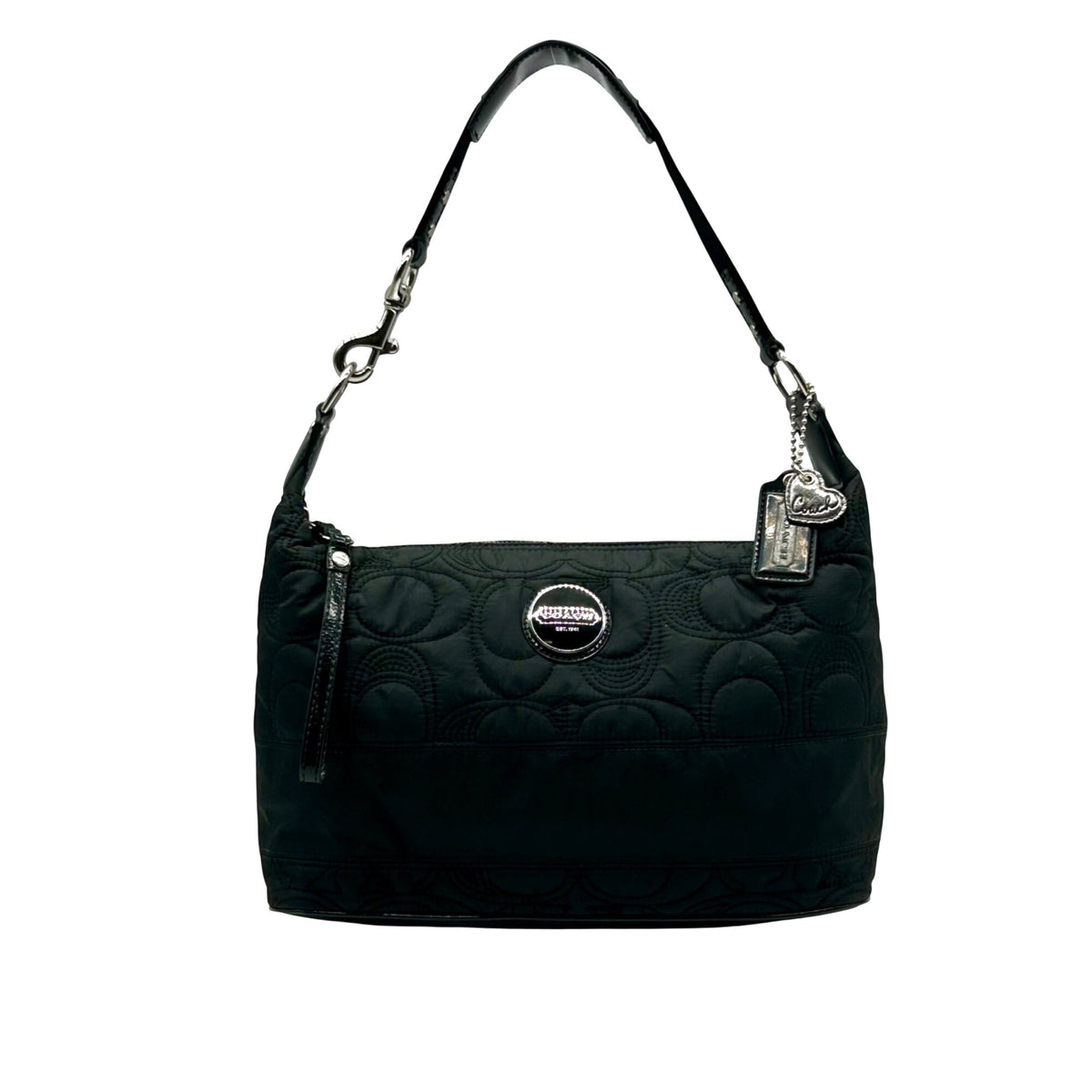 Coach Black Quilted Nylon Hobo Shoulder Bag