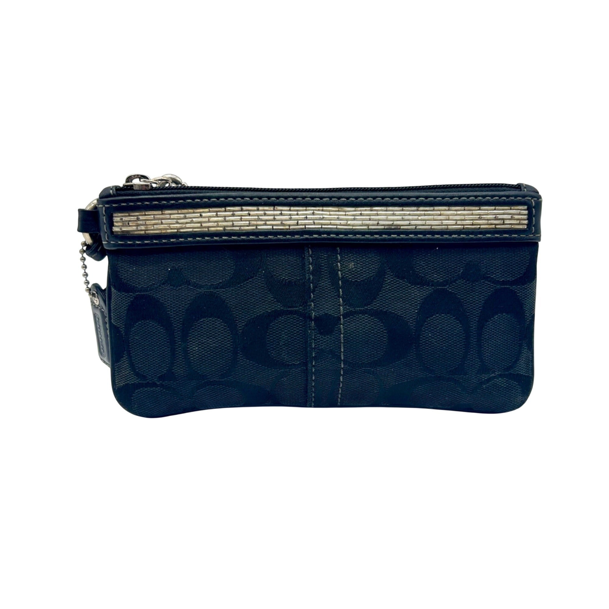 Coach Black Signature Canvas Small Wristlet Wallet