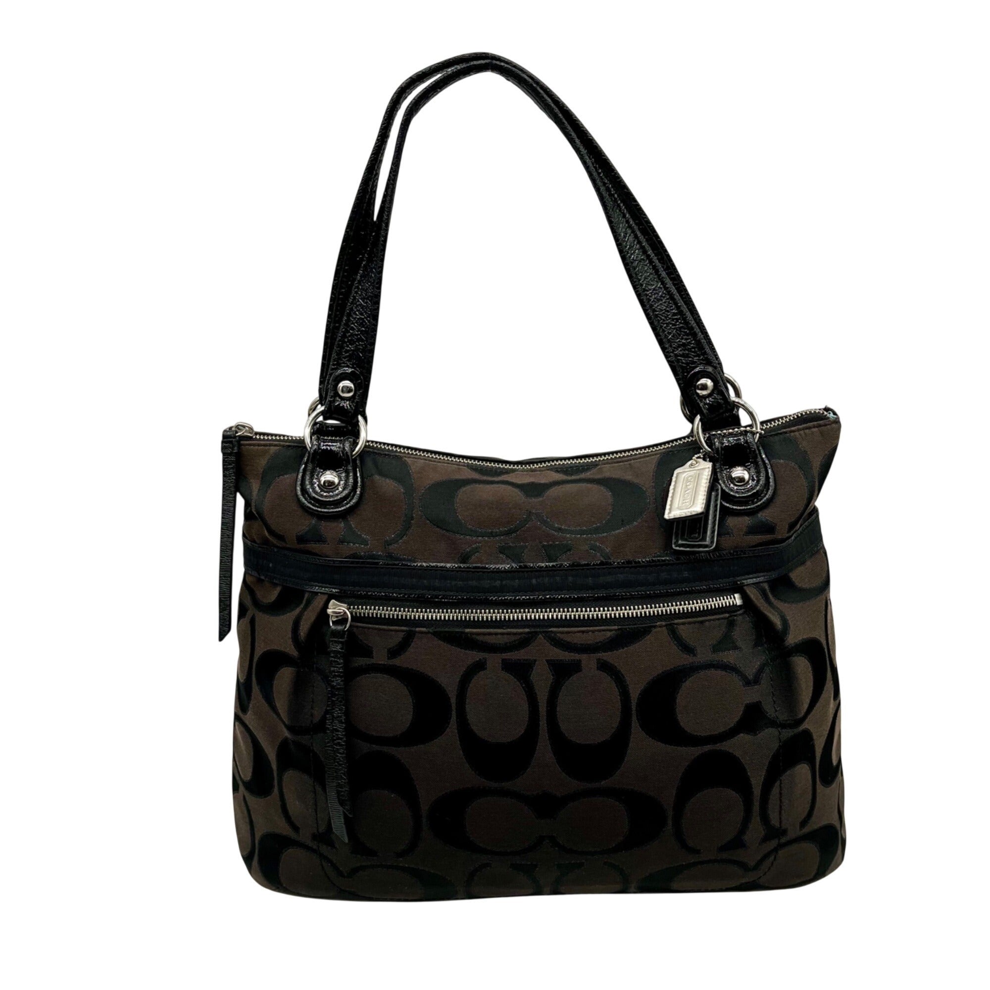 Coach Black Signature Sateen Canvas Tote Bag 189798
