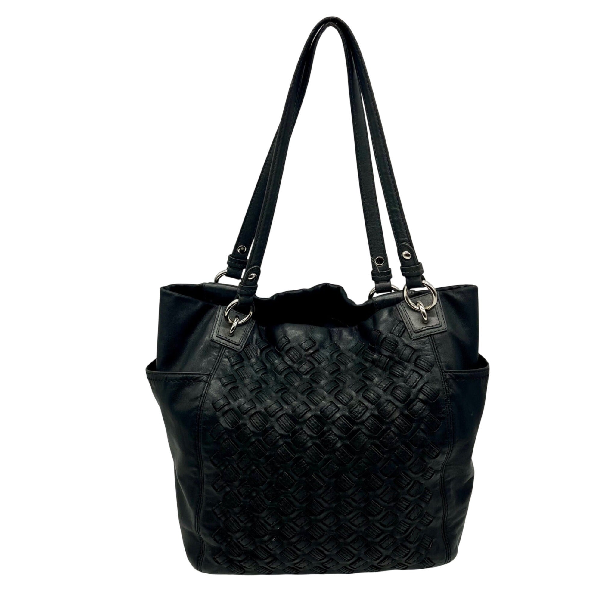 Coach Black Woven Leather Shoulder Bag F17099