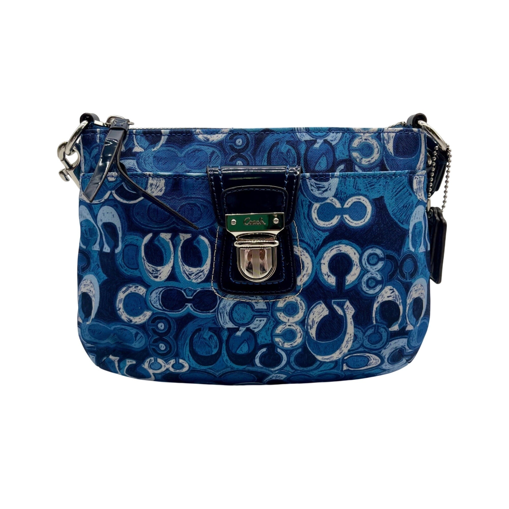 Coach Blue Fabric Poppy Shoulder Bag