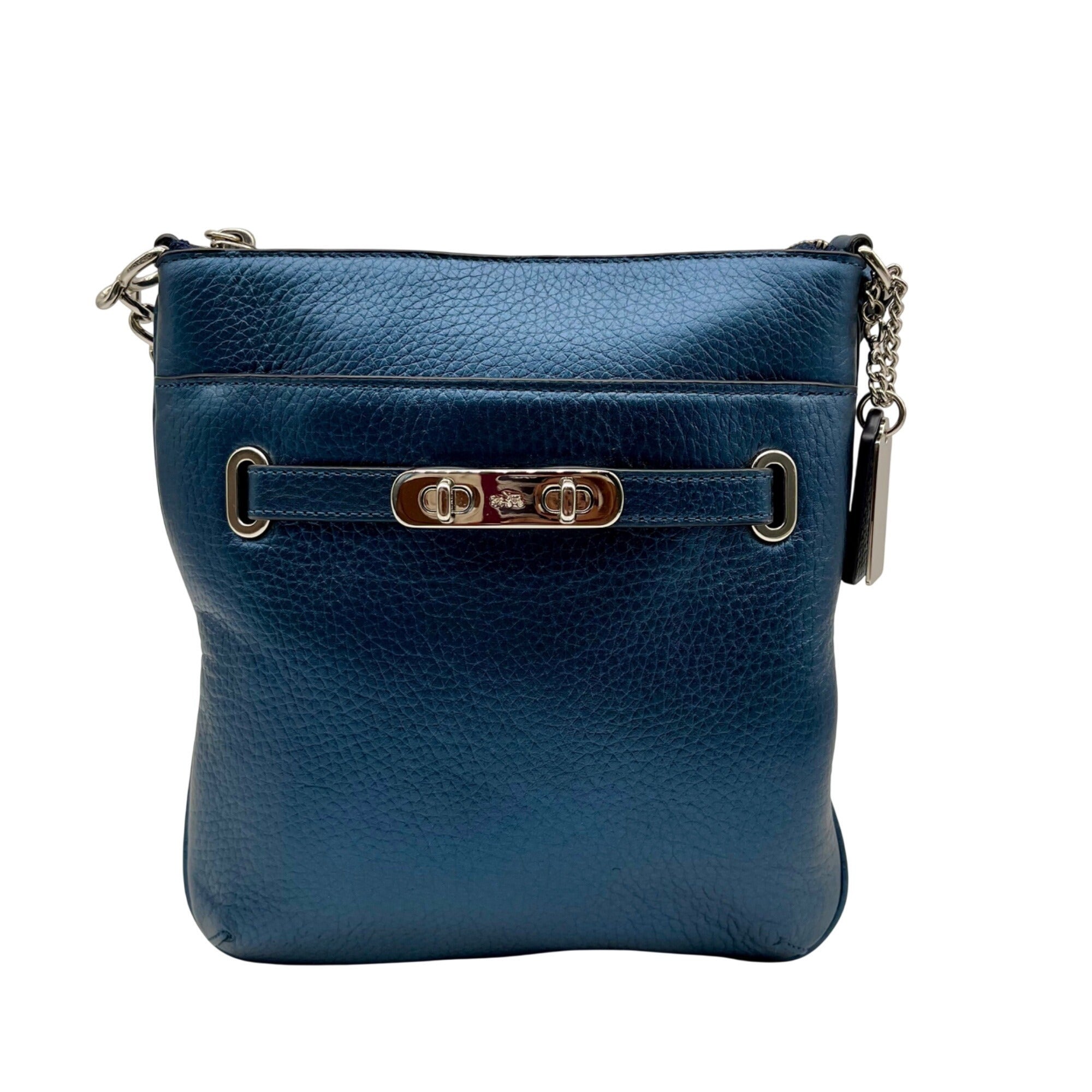 Coach Blue Pebbled Leather Swagger Crossbody Bag