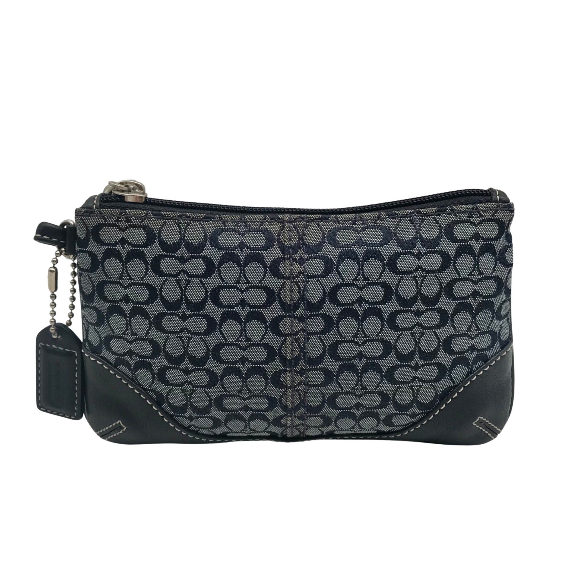 Coach Blue Signature C Monogram Canvas Mini Wristlet 