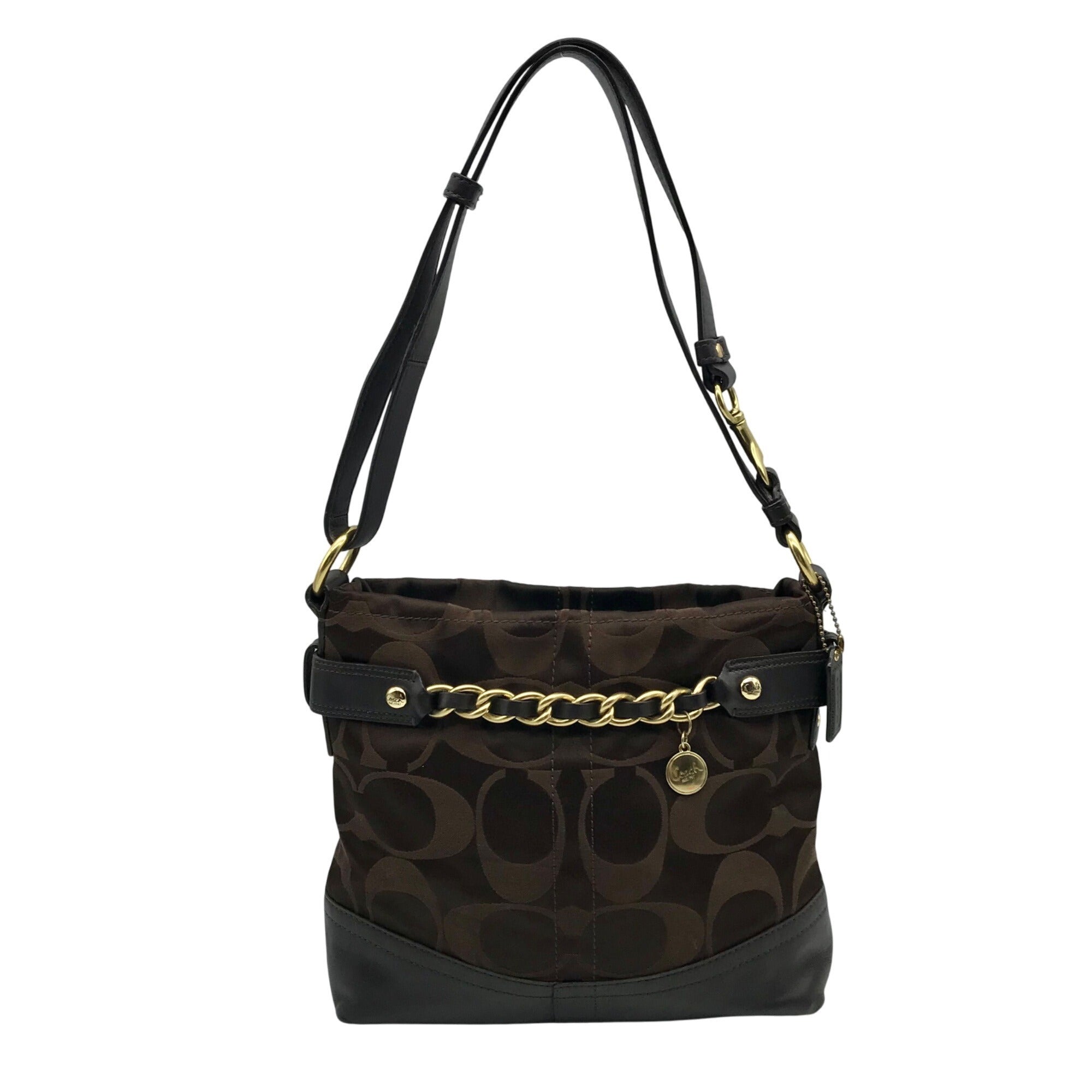 Coach Brown Canvas Signature Chain Convertible Shoulder Bag F18862