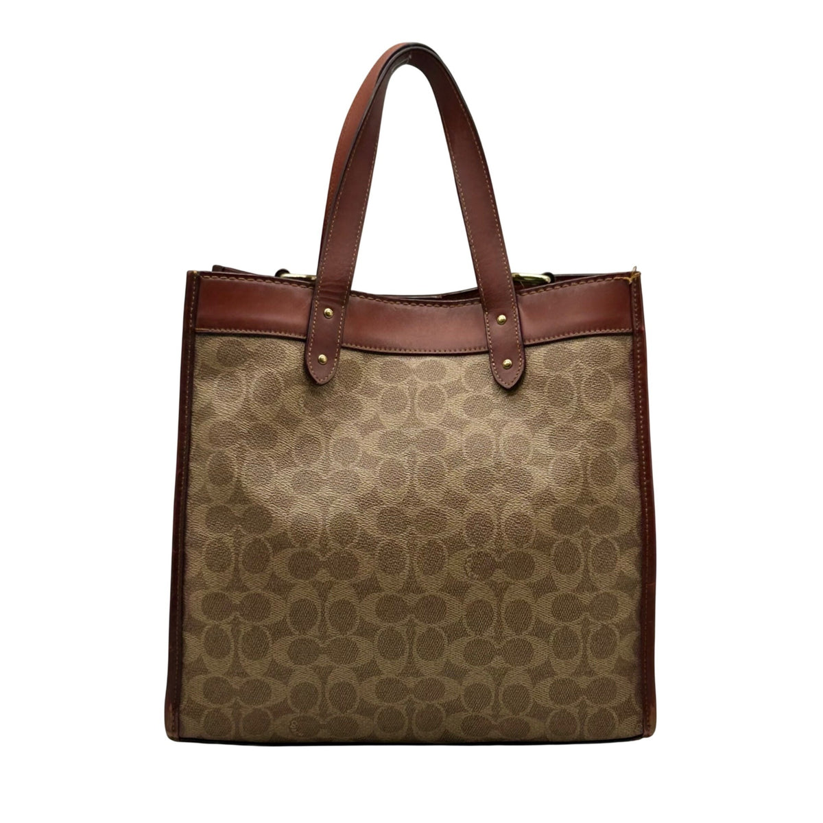 Coach Brown Coated Canvas &amp; Horse And Carriage Print Tote Bag-C0776