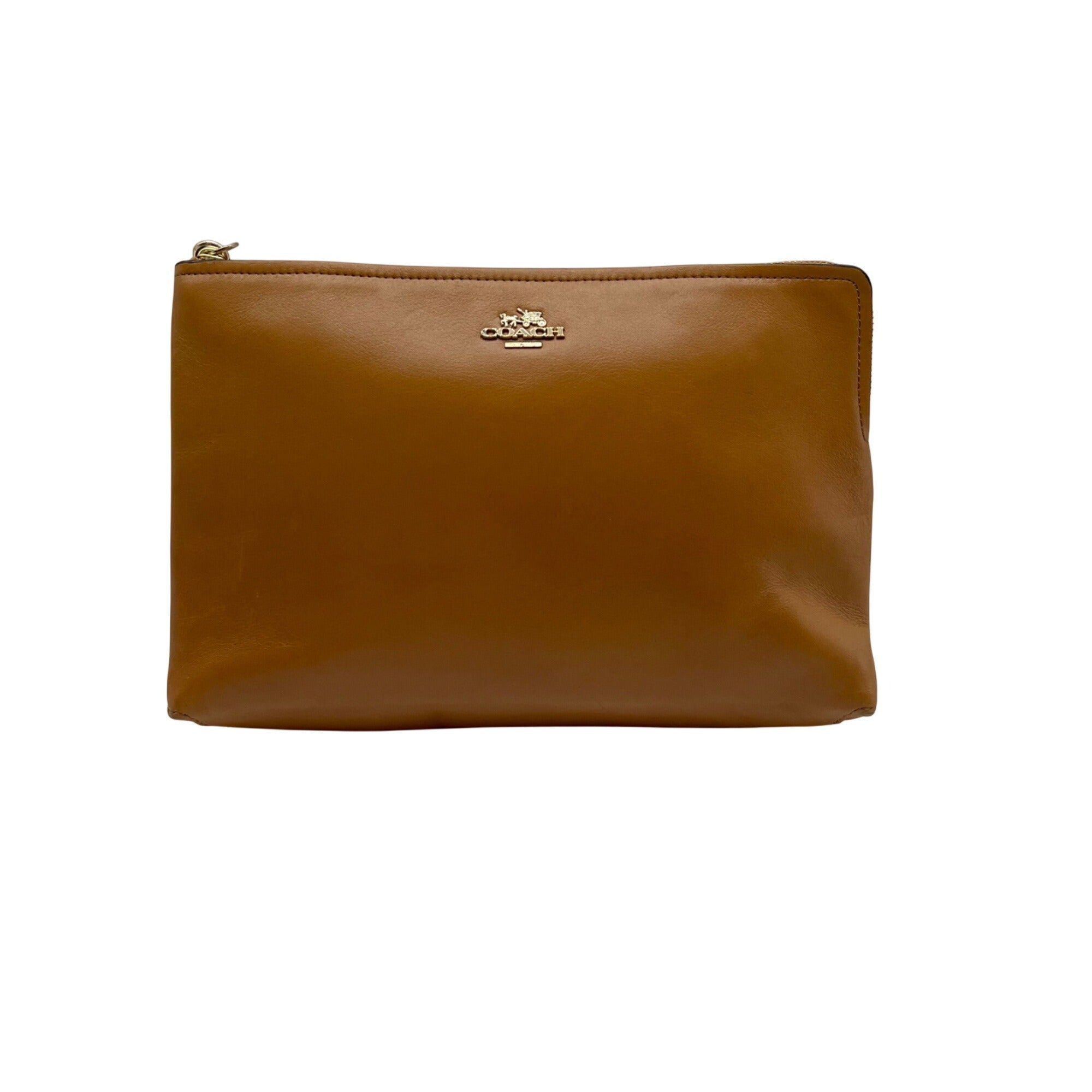 Coach Brown Leather Wristlet Bag