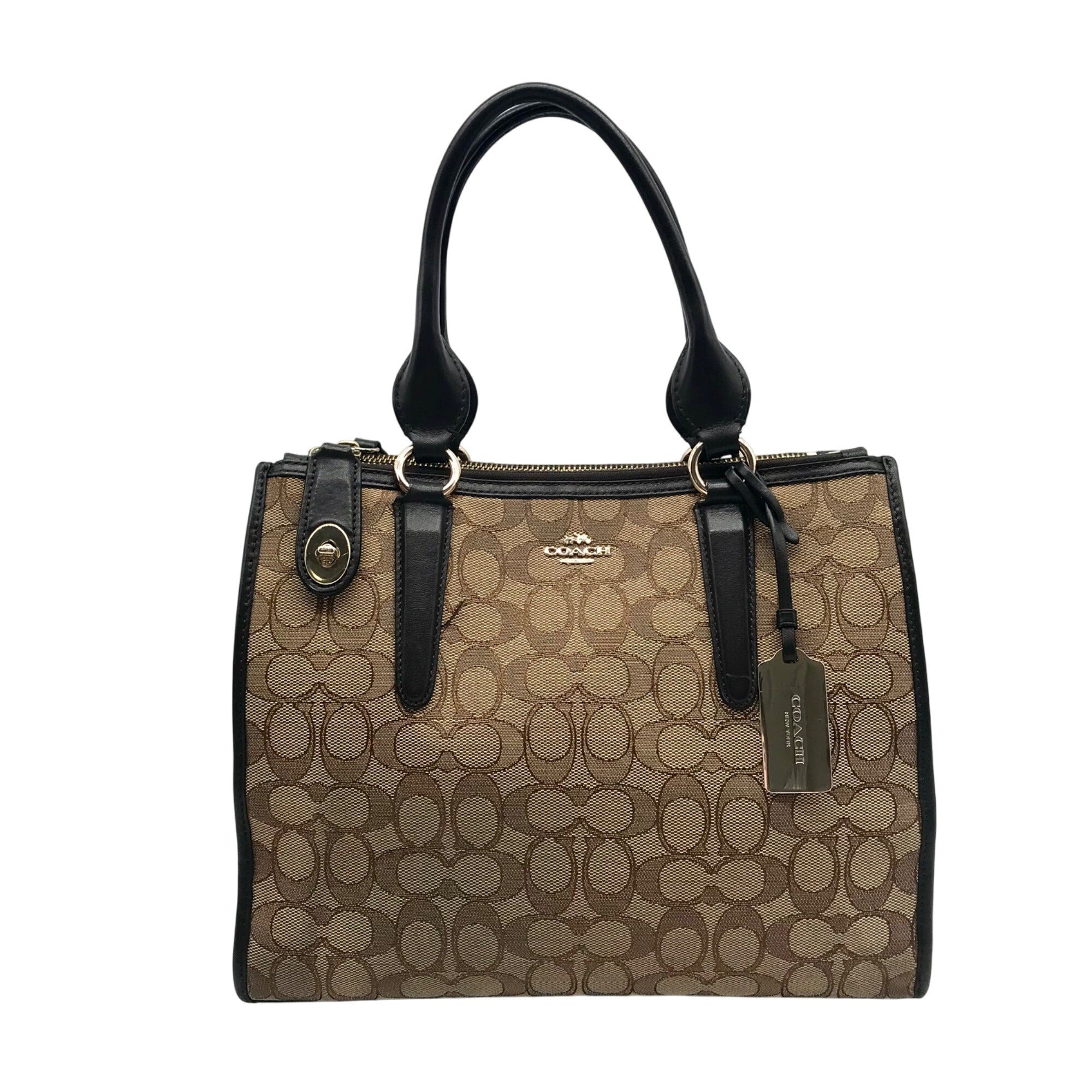 Coach Brown Monogram Jacquard Canvas Crosby Carryall Satchel 