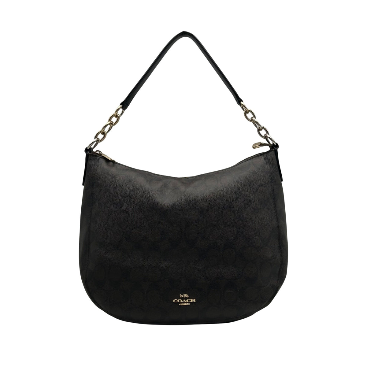 Coach Brown Signature Coated Canvas Hobo Shoulder Bag