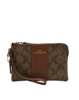 Coach Brown Signature Coated Canvas Wristlet