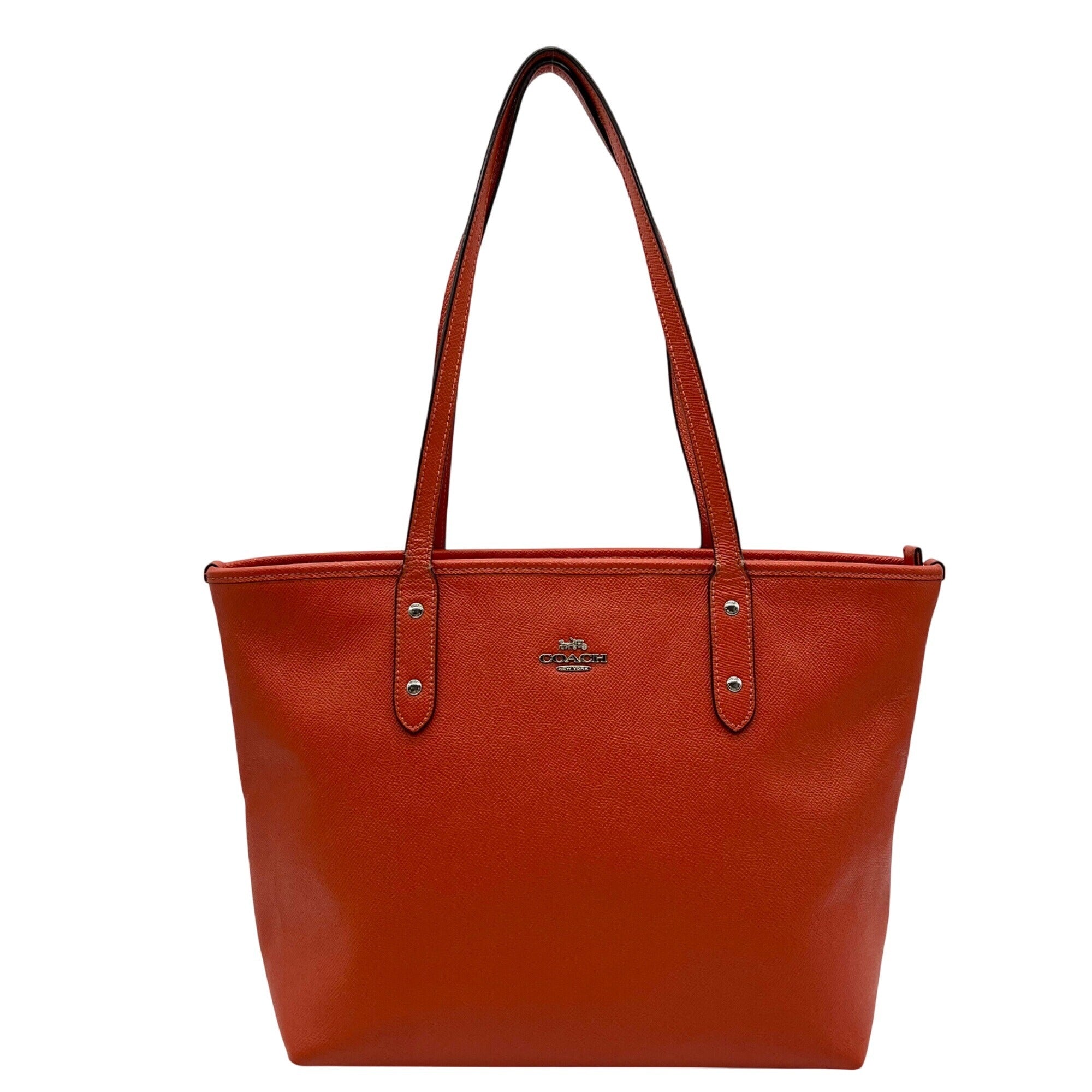 Coach Burnt Orange Pebbled Leather Zip Top City Tote Bag F58846