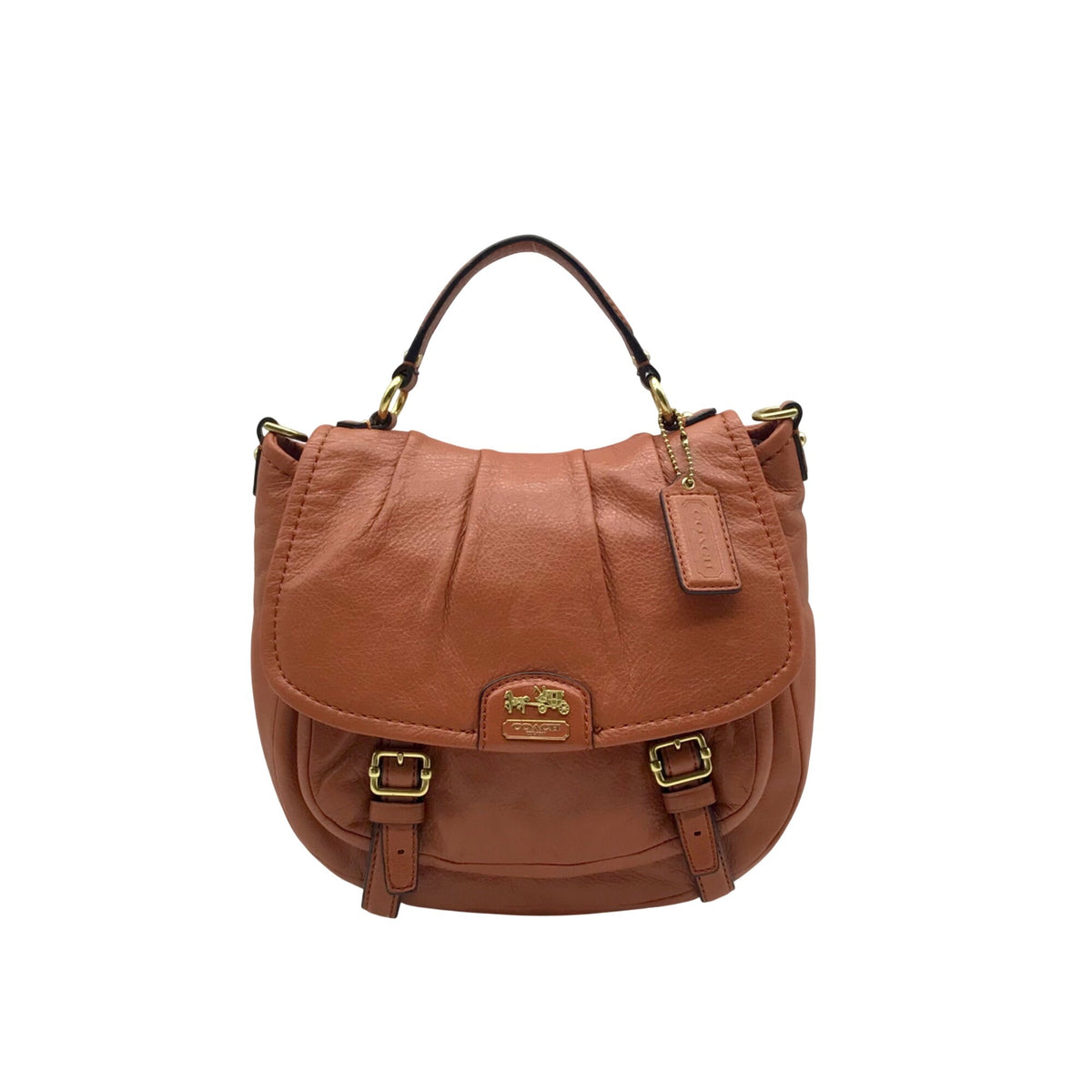 Coach Camel Brown Pebbled Leather Crossbody Bag