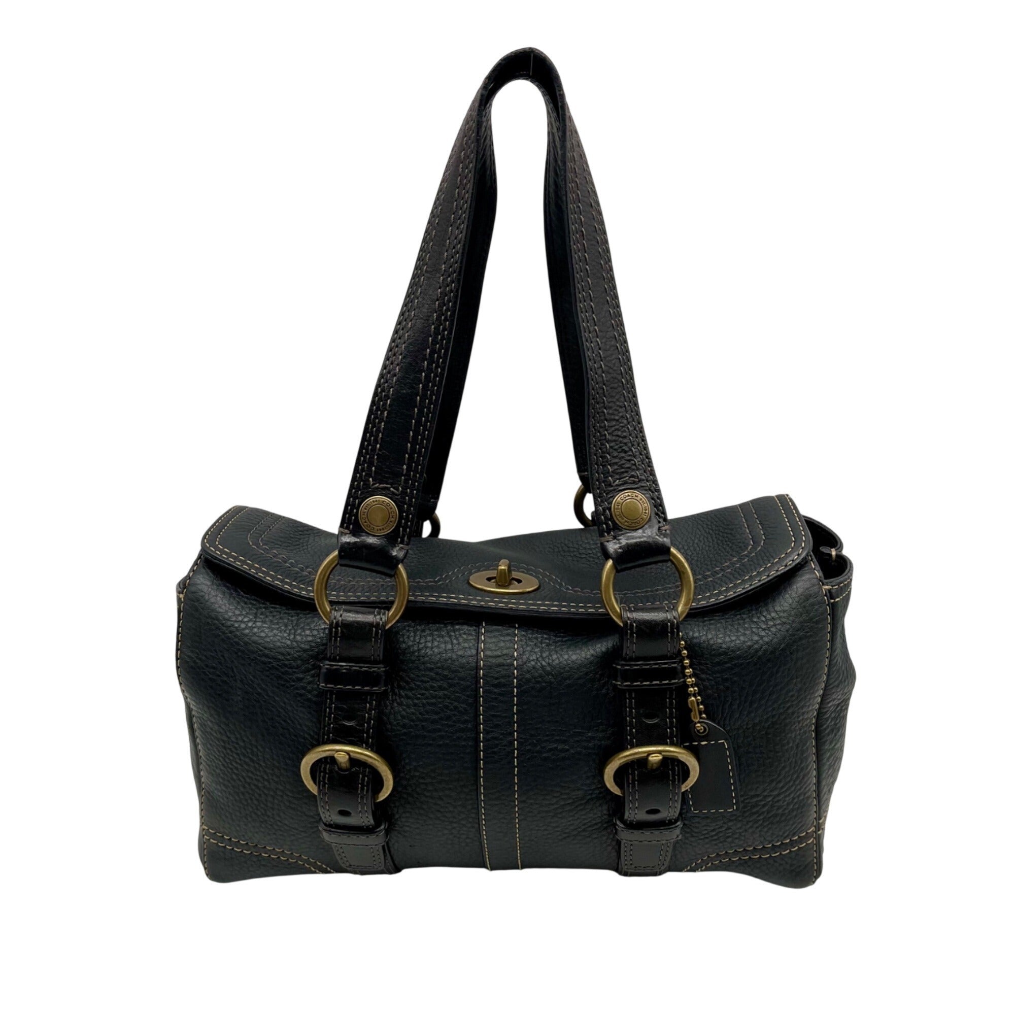 Coach Chealsea Black Pebbled Leather Satchel Bag 10953