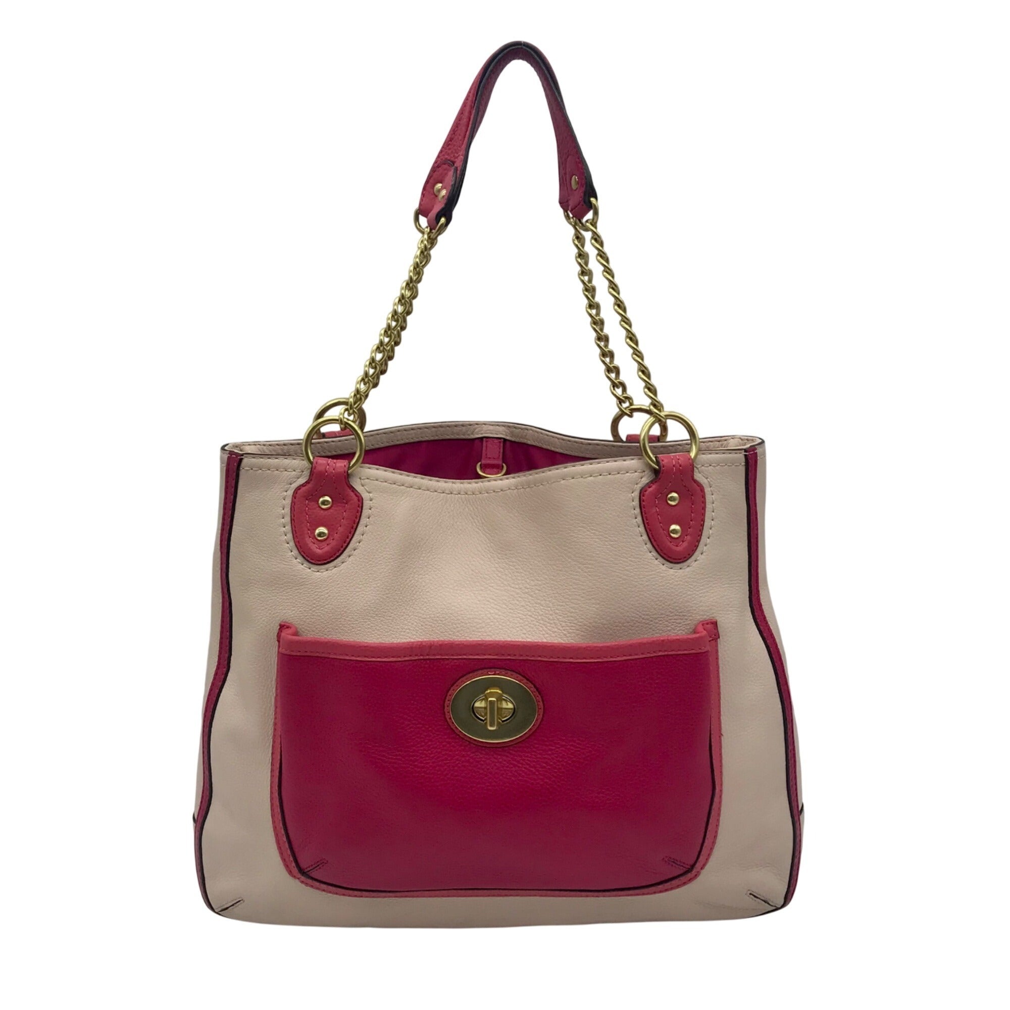Coach Color-Block Poppy Pebbled Leather Tote Bag- 24082