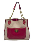 Coach Color-Block Poppy Pebbled Leather Tote Bag- 24082