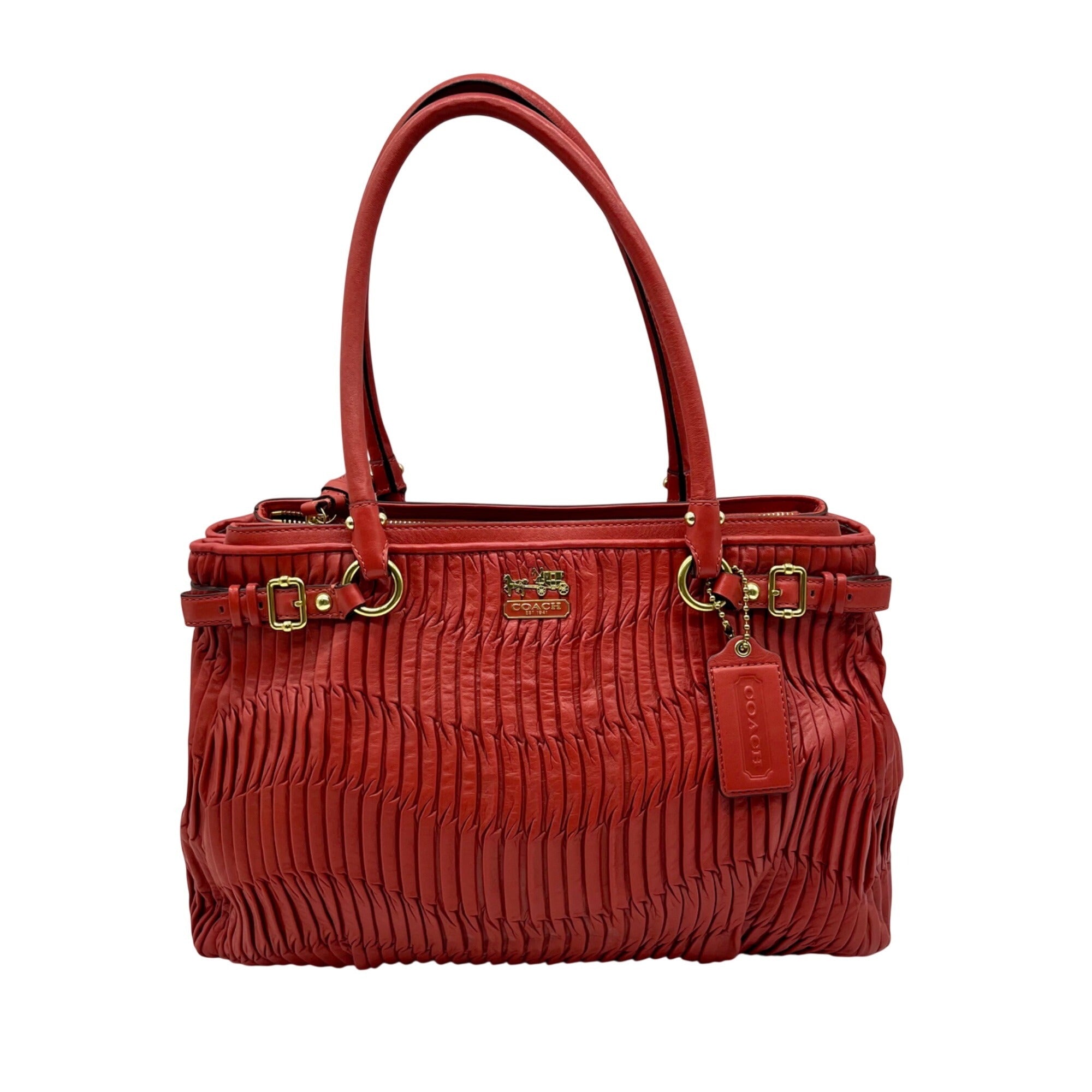 Coach Coral Gathered Leather Satchel Bag-22325