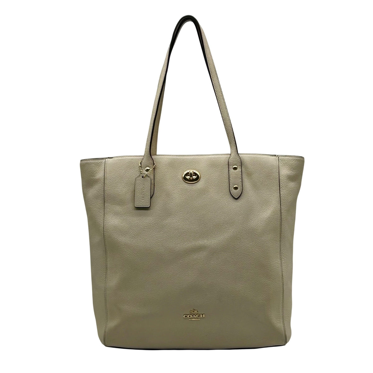 Coach Cream Pebbled Leather Turnlock Tote Bag-F12164