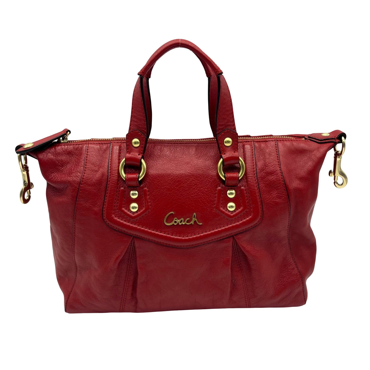 Coach Crimson Red Pebbled Leather Satchel