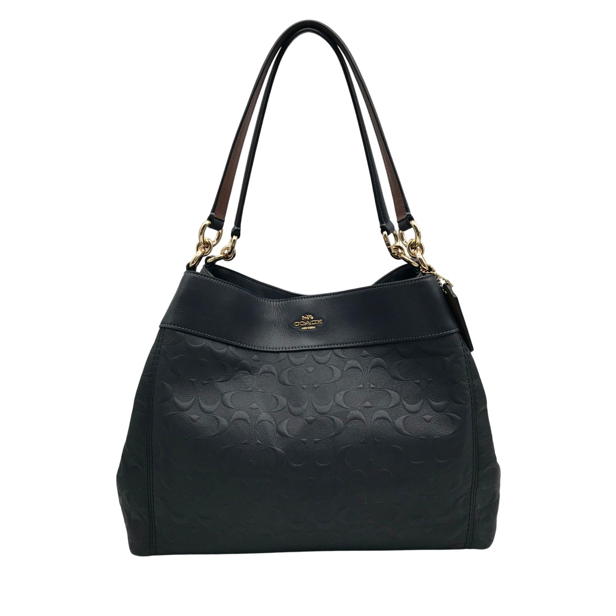 Coach Dark Blue Monogram Leather Lexy Shoulder Bag F25954