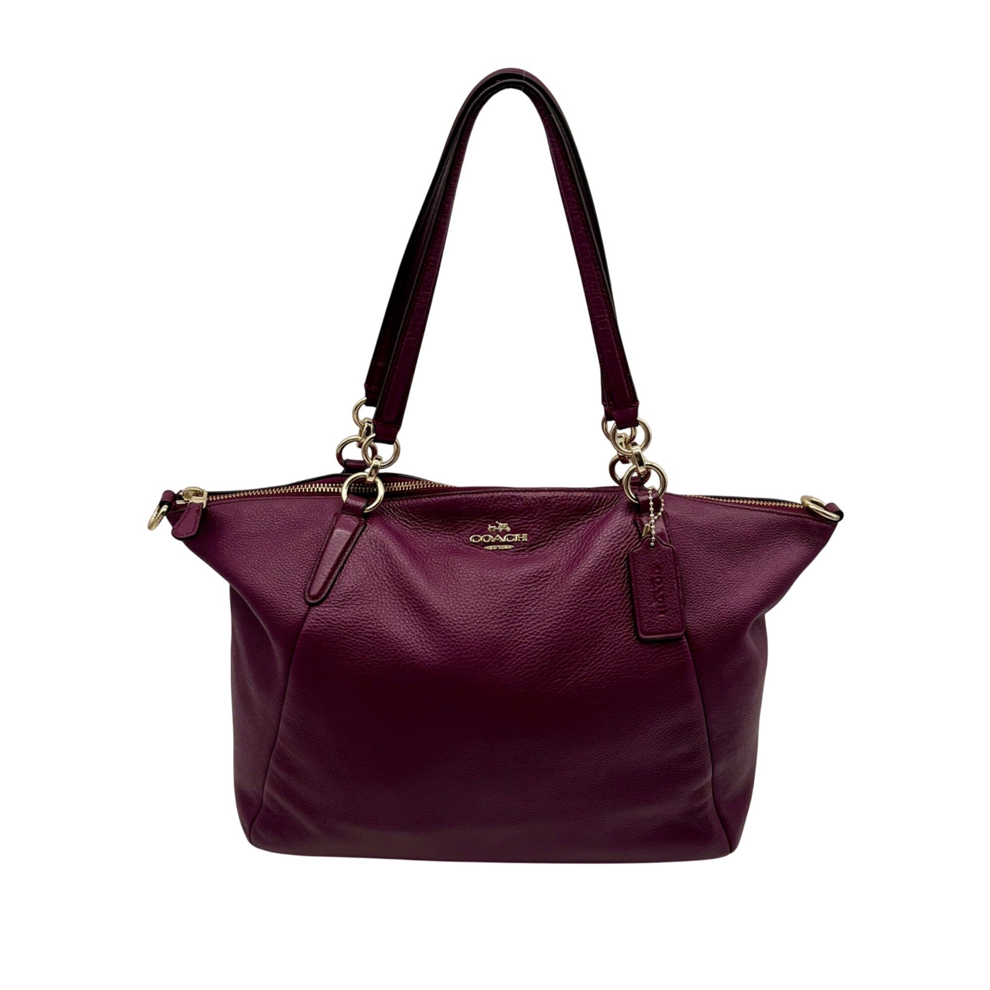 Coach Deep Plum Pebbled Leather Shoulder Bag