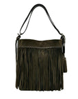 Coach Grey Leather And Suede Fringe Shoulder Bag