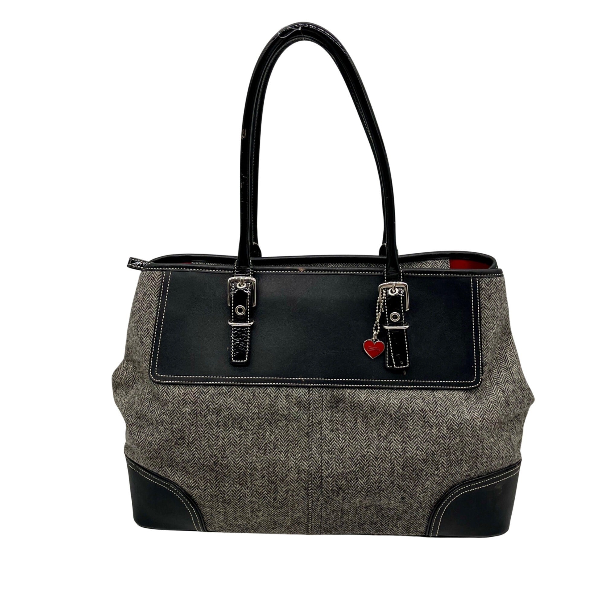 Coach Grey Vintage Herringbone Tweed Shoulder Bag 6446