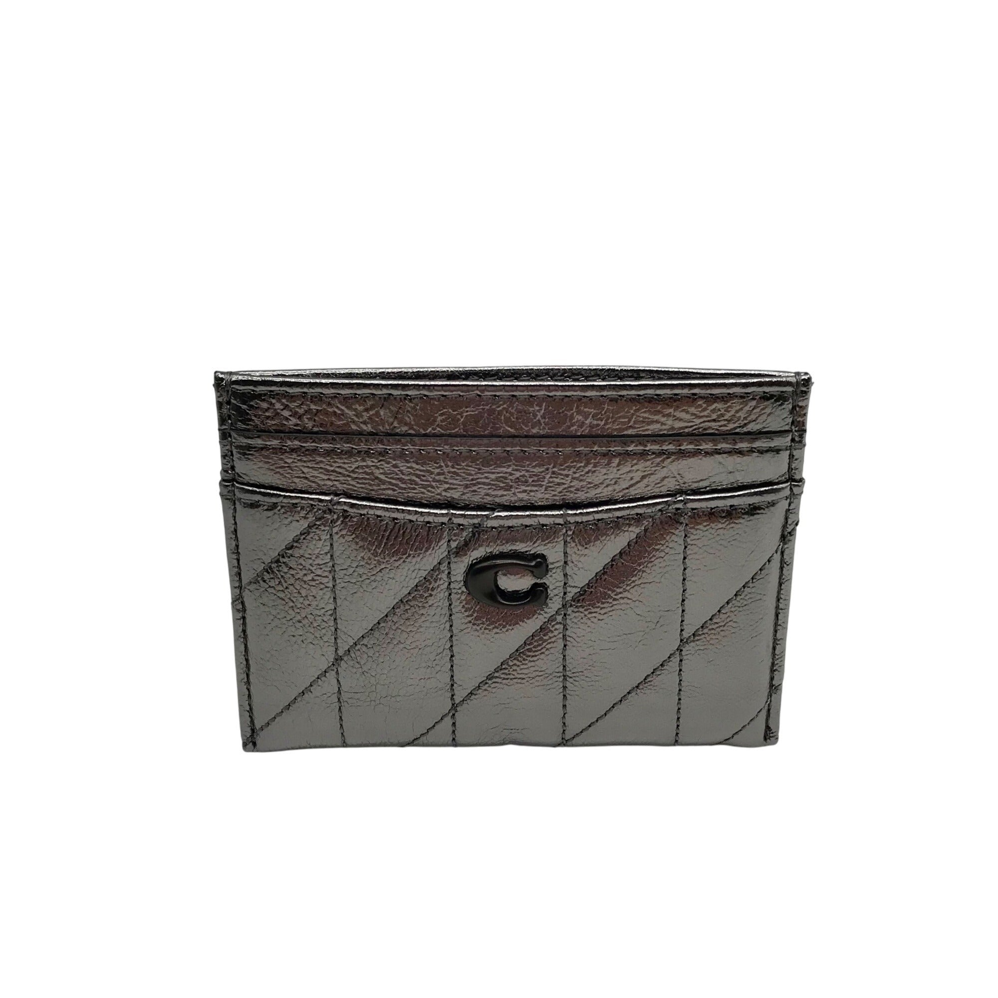 Coach Gun Metal Quilted Pillow Leather Essential  Card Case