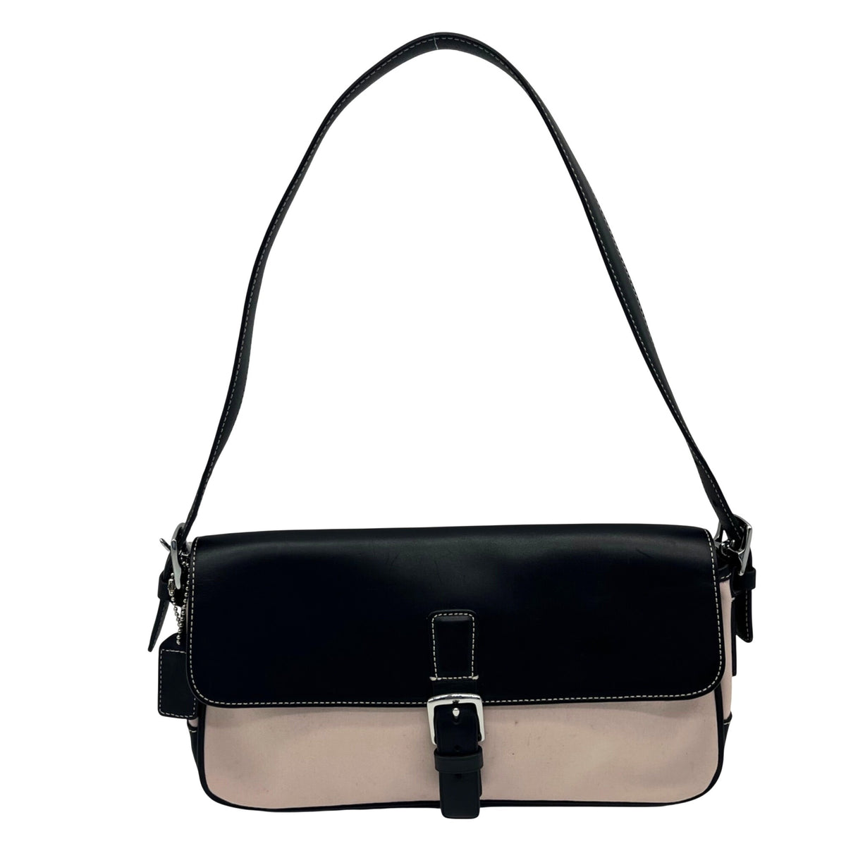 Coach Ivory Canvas Hampton Flap Shoulder Bag