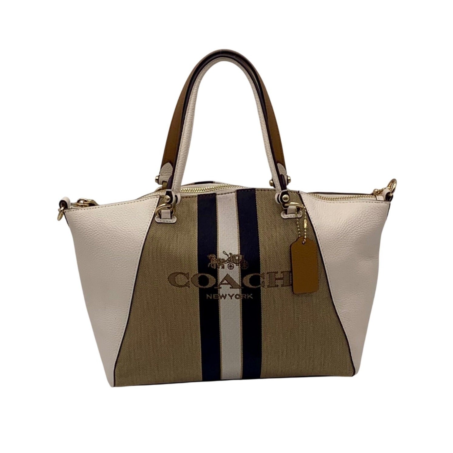 Coach Jacquard Fabric And Pebbled Leather 2Way Satchel