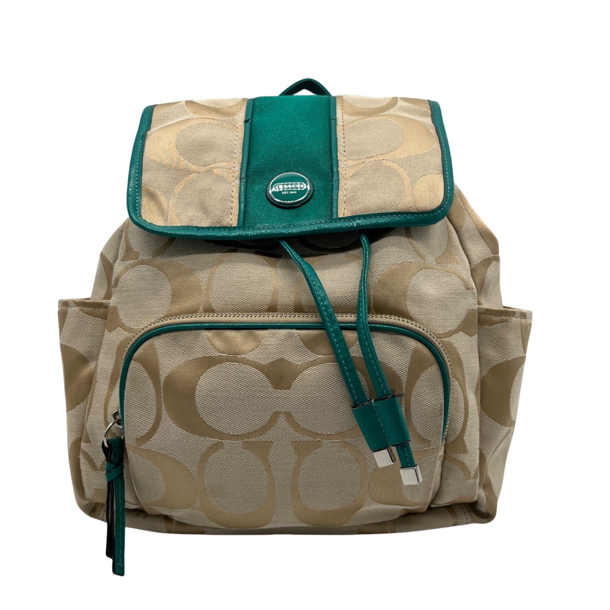 Coach Khaki And Blue Vintage Canvas Backpack