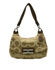 Coach Khaki Op Art Signature Canvas Hobo Shoulder Bag