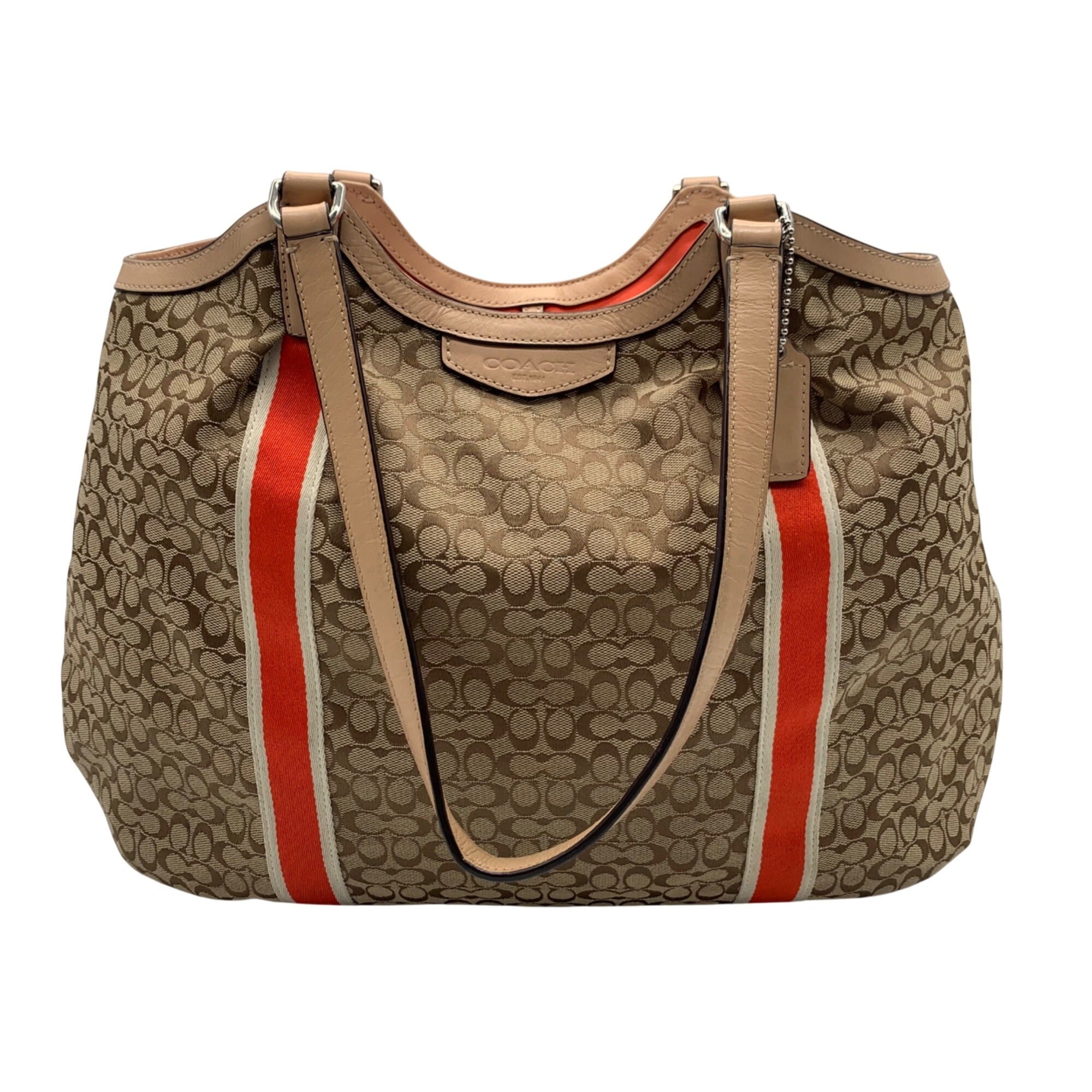 Coach Khaki Signature Stripe Devin Shoulder Bag-F26131
