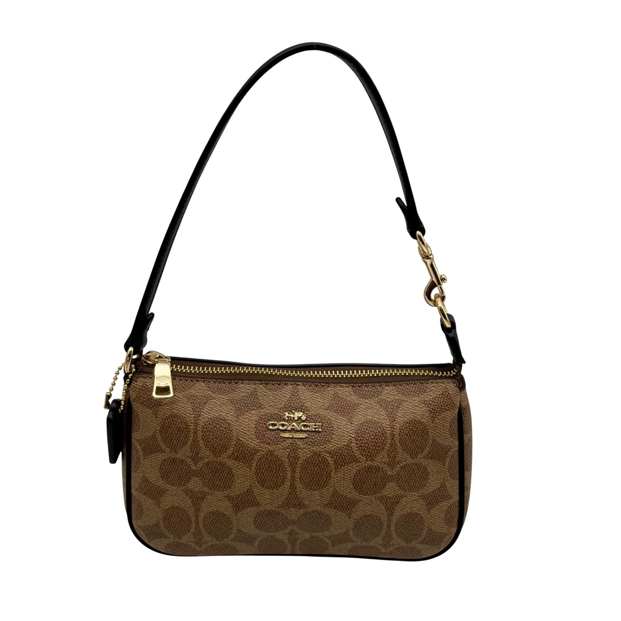 Coach Khaki and Brown Canvas Coated shoulder bag