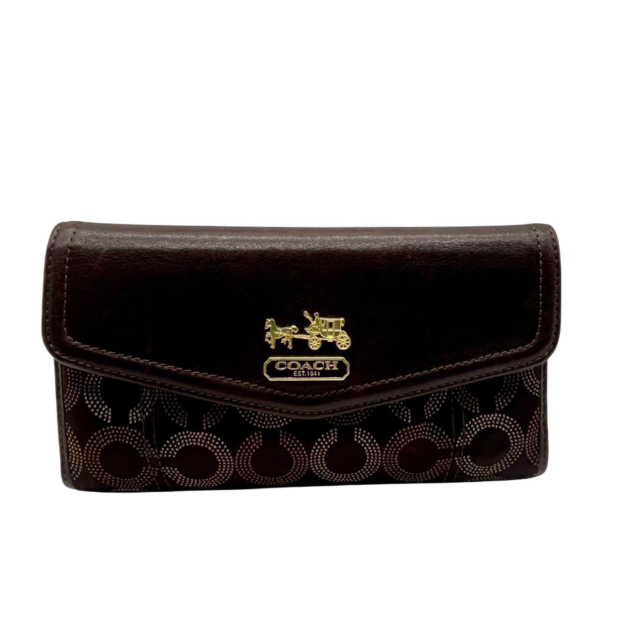 Coach Madison Signature Op Art Dotted Trifold Wallet