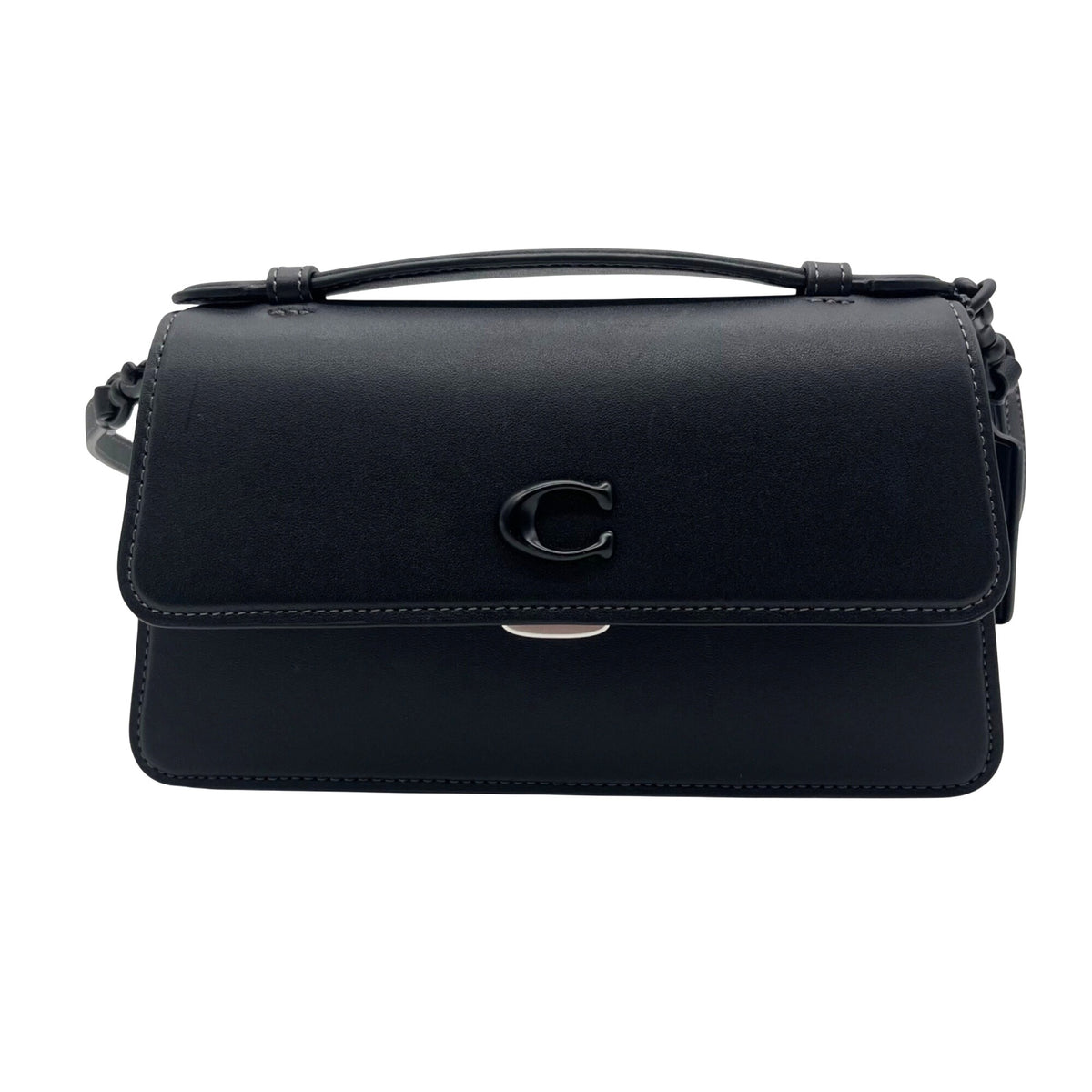 Coach Matte Black Glovetanned Leather Convertible Shoulder Bag-CR707