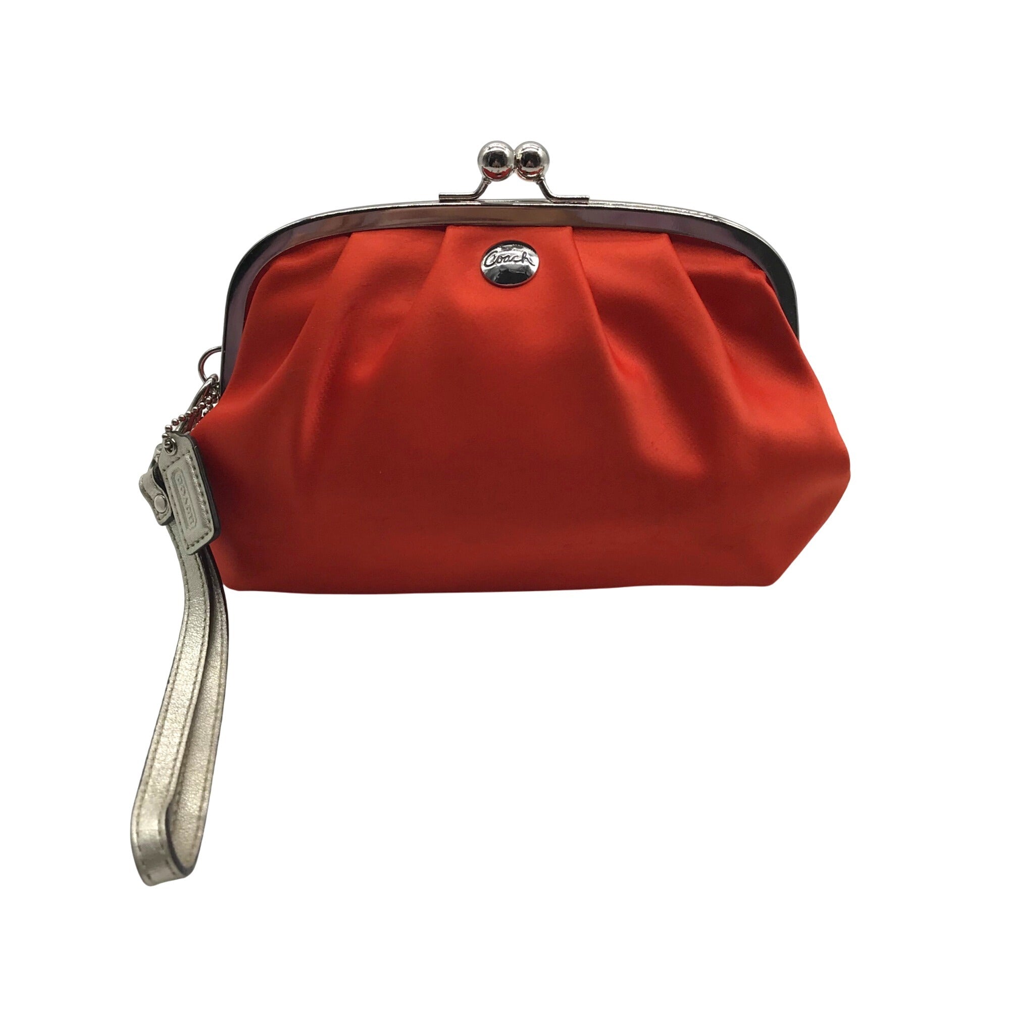 Coach Orange Satin Vintage Kiss-lock Clutch
