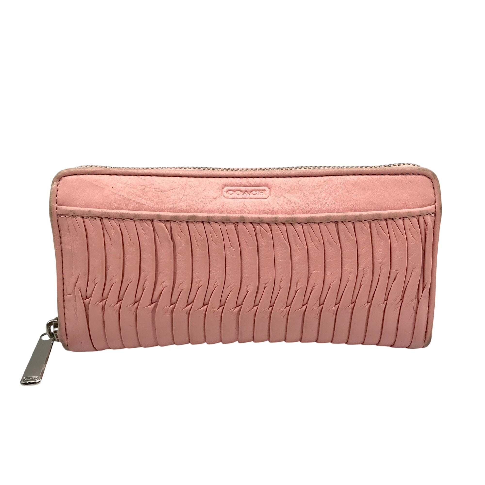 Coach Pale Pink Leather Gathered Vintage Wallet