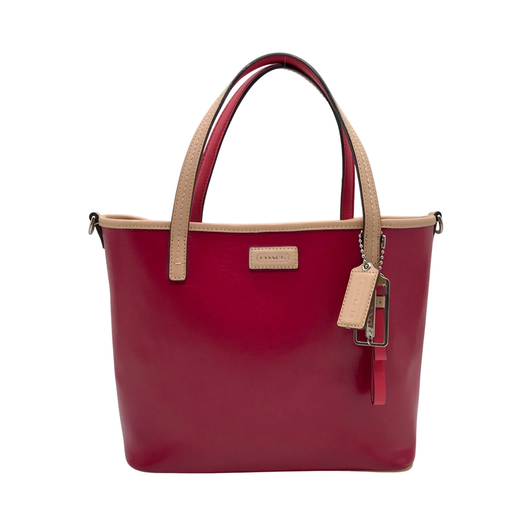 Coach Pink & Tan Leather Park Metro Convertible Tote F26731