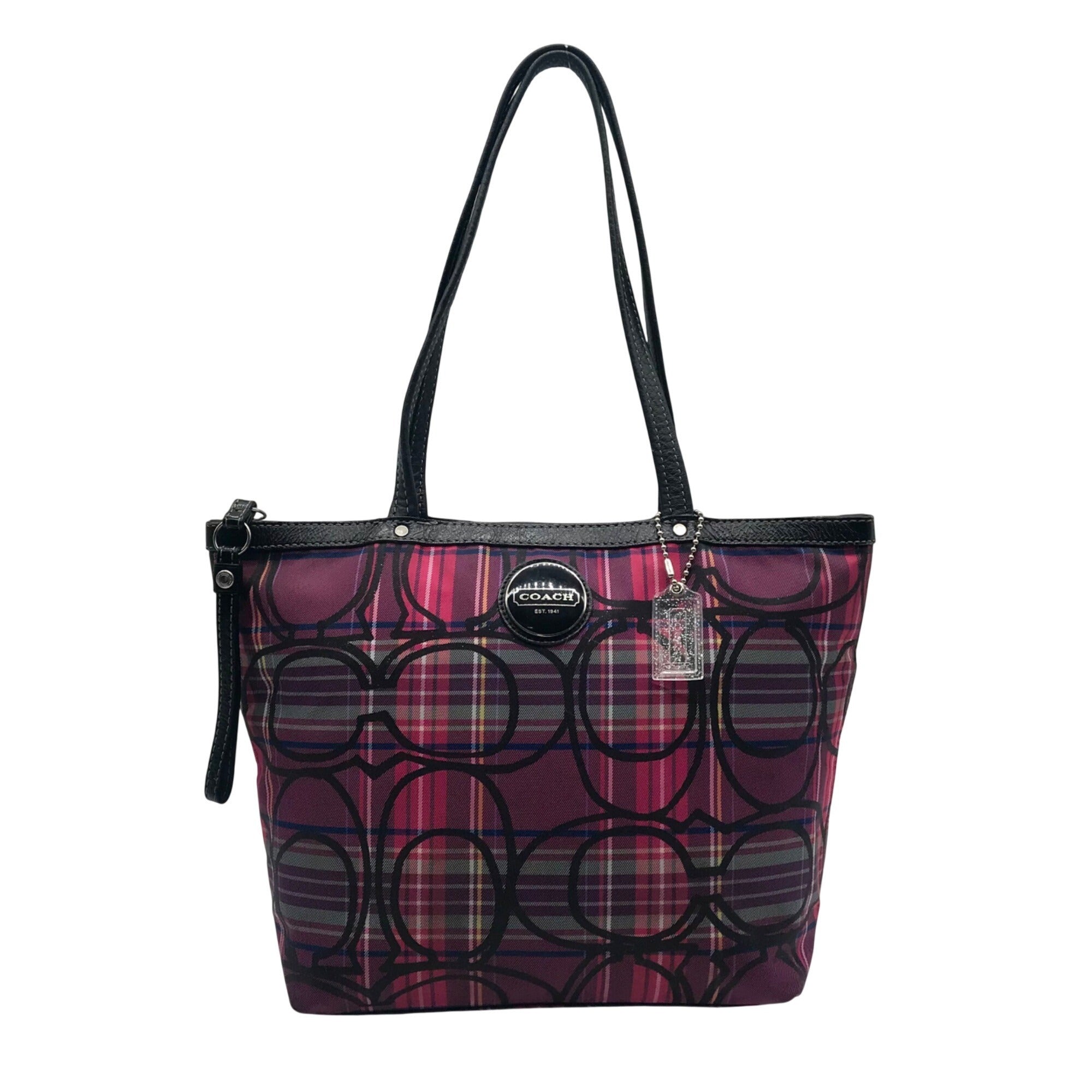 Coach Poppy Tartan Plaid Signature Tote Bag F15229