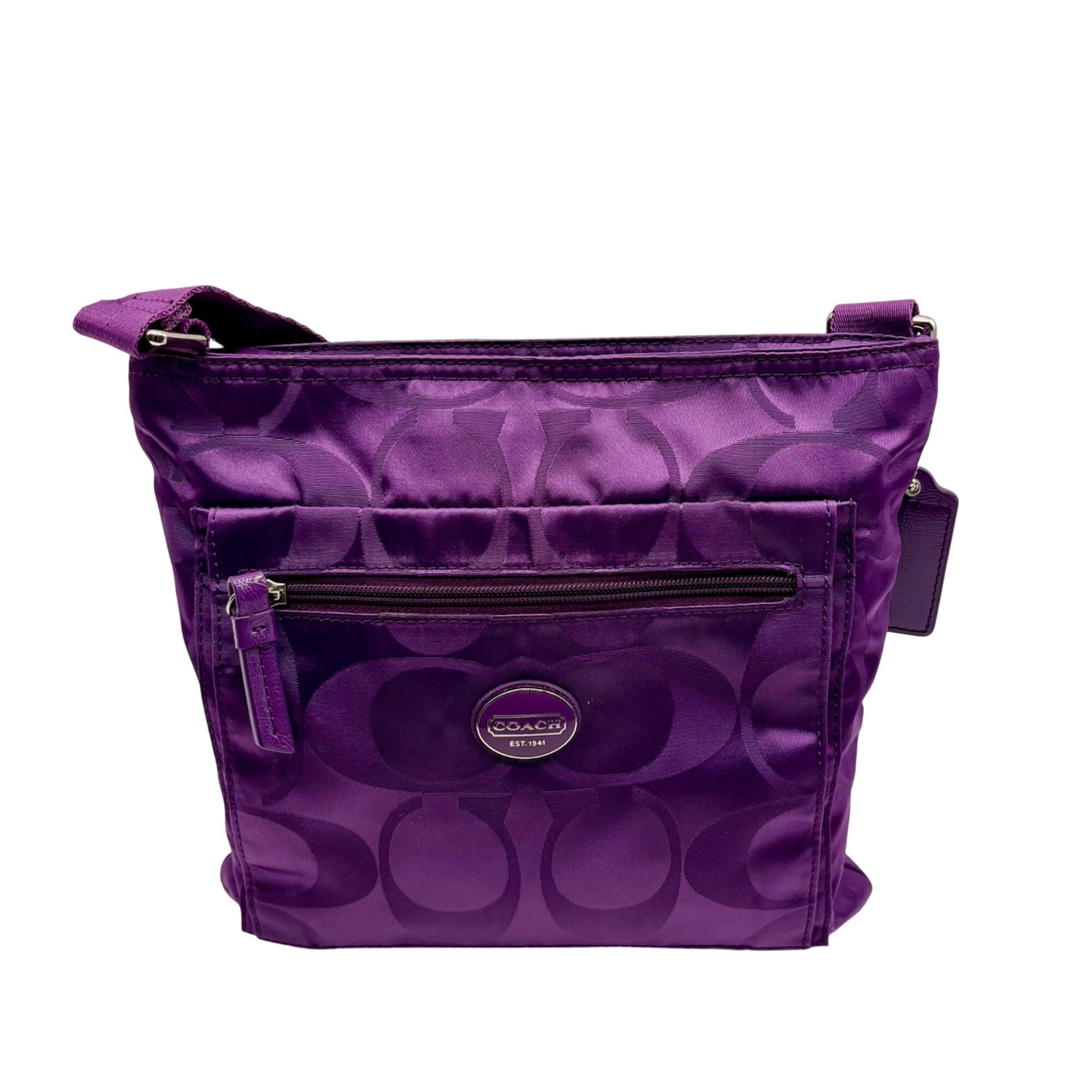 Coach Purple Monogram Print Nylon Crossbody